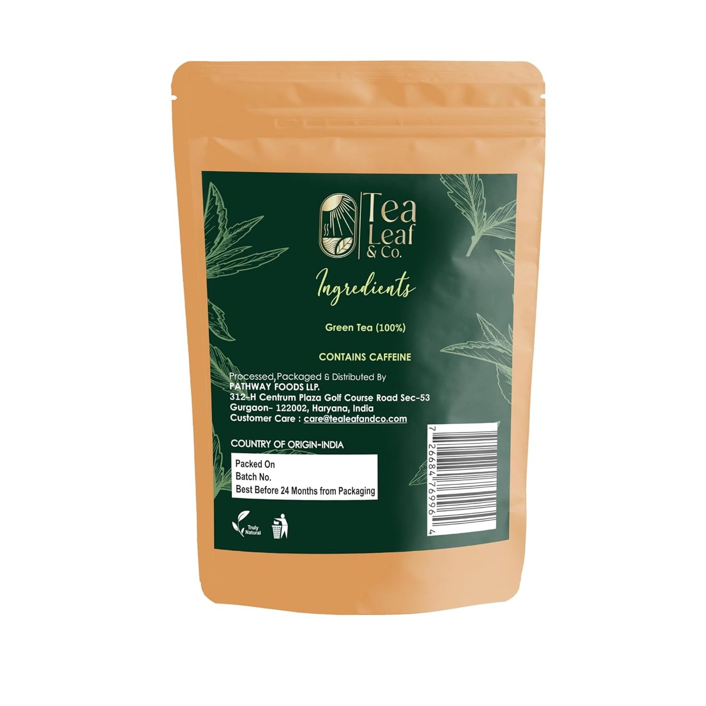 Tealeaf & Co. Classic Green Tea Loose Leaf - 100% Organic Green Tea - Contains Low Caffeine - Upto 50 Servings - Gluten Free (3.52oz/100gm)