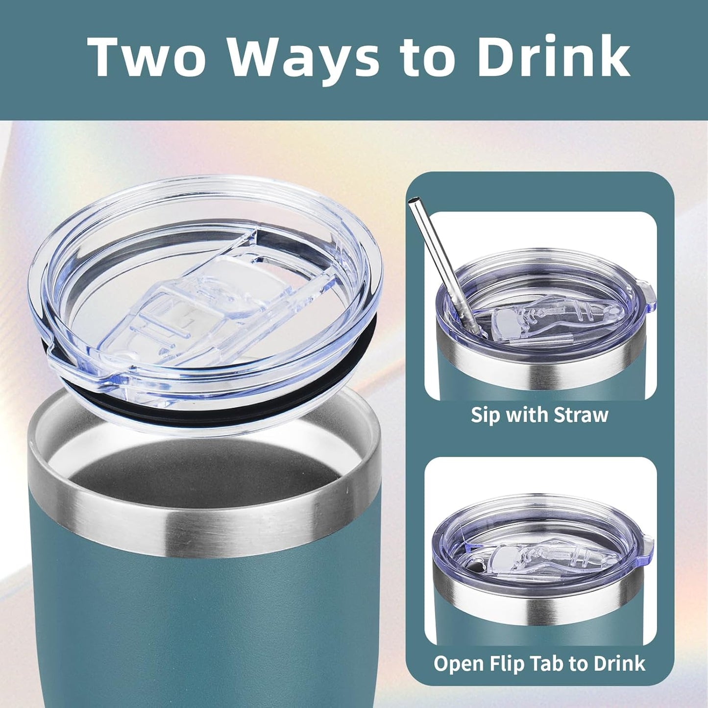 MEZMUT 20oz Coffee Tumbler with Lid and Straw Double Wall Vacuum Insulated Cup Stainless Steel Travel Mugs Insulated for Hot & Cold Leakproof Powder Coated Tumbler for Indoor Outdoor(Mayan Blue)