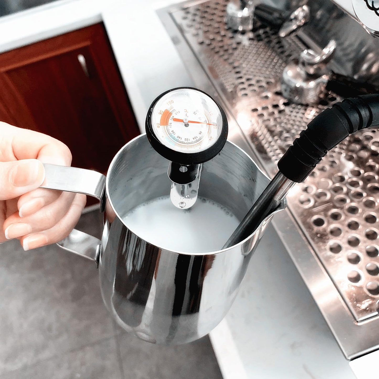 Milk Frothing Thermometer for Coffee Chocolate Cappuccino Frothy Milk Foam Stainless Steel Thermometer Latte Art Pen