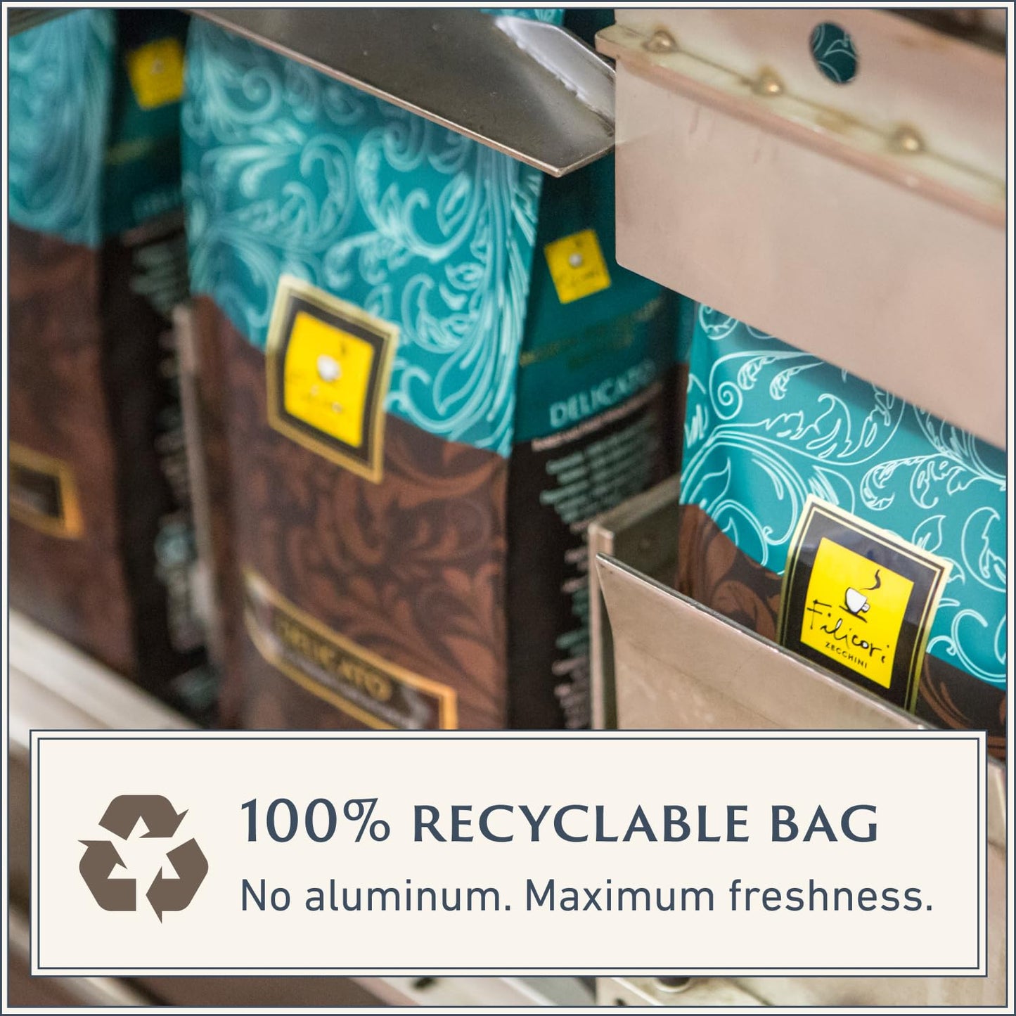 Filicori Zecchini Italian Espresso Beans – Whole Bean Coffee Medium Roast Arabica & Robusta Blend – Low Acidity, Slow Roasted – Delicato 340g