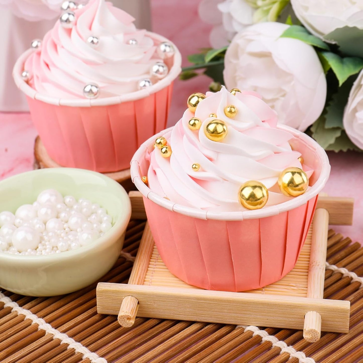 White Pearl Sprinkles for Cake Decorating, 6 Sizes Mix 4.6 oz Edible Pearl Sugar Sprinkles for Cupcake Cookies Ice Cream Donuts Baking Topping