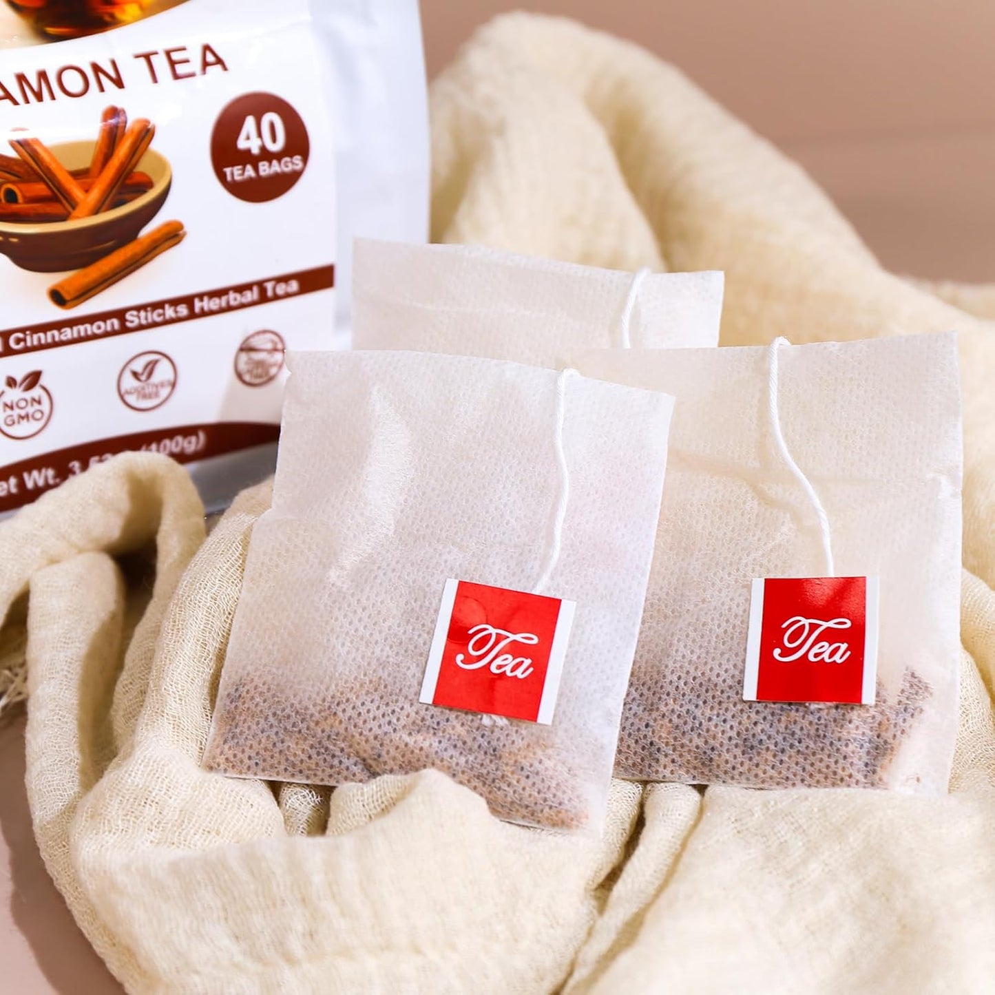 TEARELAE - Cinnamon Tea, 40 Count - Pure Cinnamon Sticks Tea Bags - Hot Cinnamon Spice Tea - Rich in Antioxidants - Non-GMO - Caffeine-Free