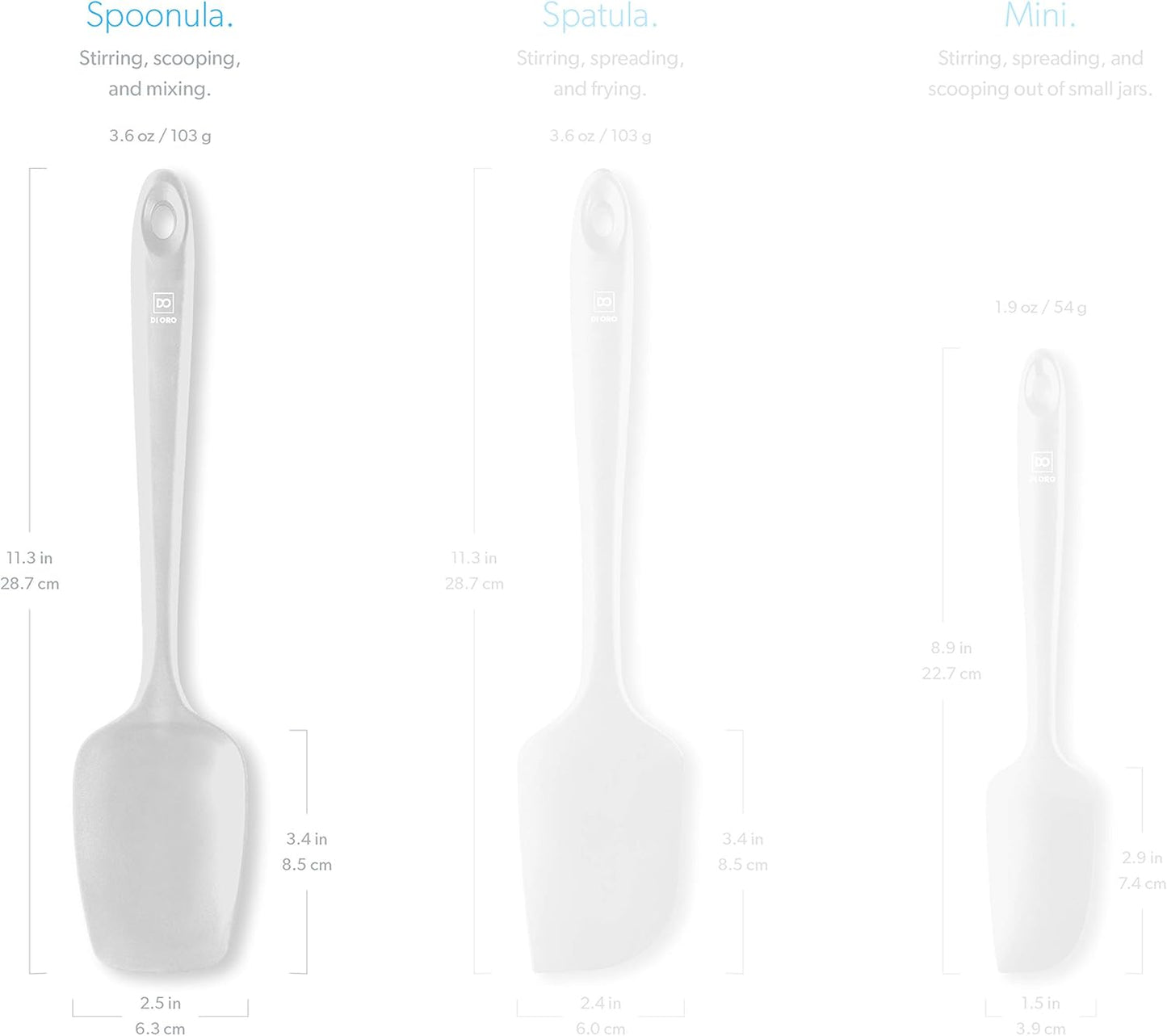 DI ORO Silicone Spoon Spatula - Forever Warranty - 600°F Heat-Resistant Large Silicone Spoonula Scraper - BPA Free Nonstick Cookware Safe Rubber Kitchen Utensil for Baking, Cooking, & Mixing (Stone)