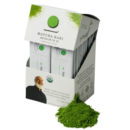 Matcha Green Tea Powder Single Serving Sticks, Dr. Weil's Ceremonial Organic Matcha Powder Singles Packets - Individual Tea Packets (24)