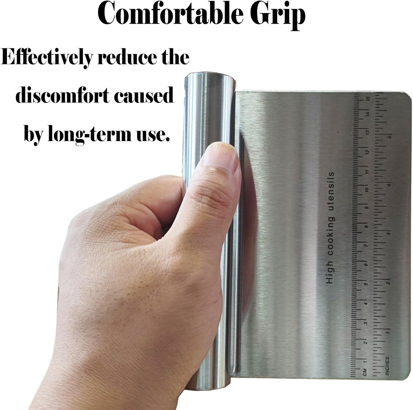 5.9" x 4.5" Dough Knife Stainless Steel Scraper, Graduated Dough Cutter, Integrated Handle, Baking Knives, Multi Functional Scraper, Kitchenware