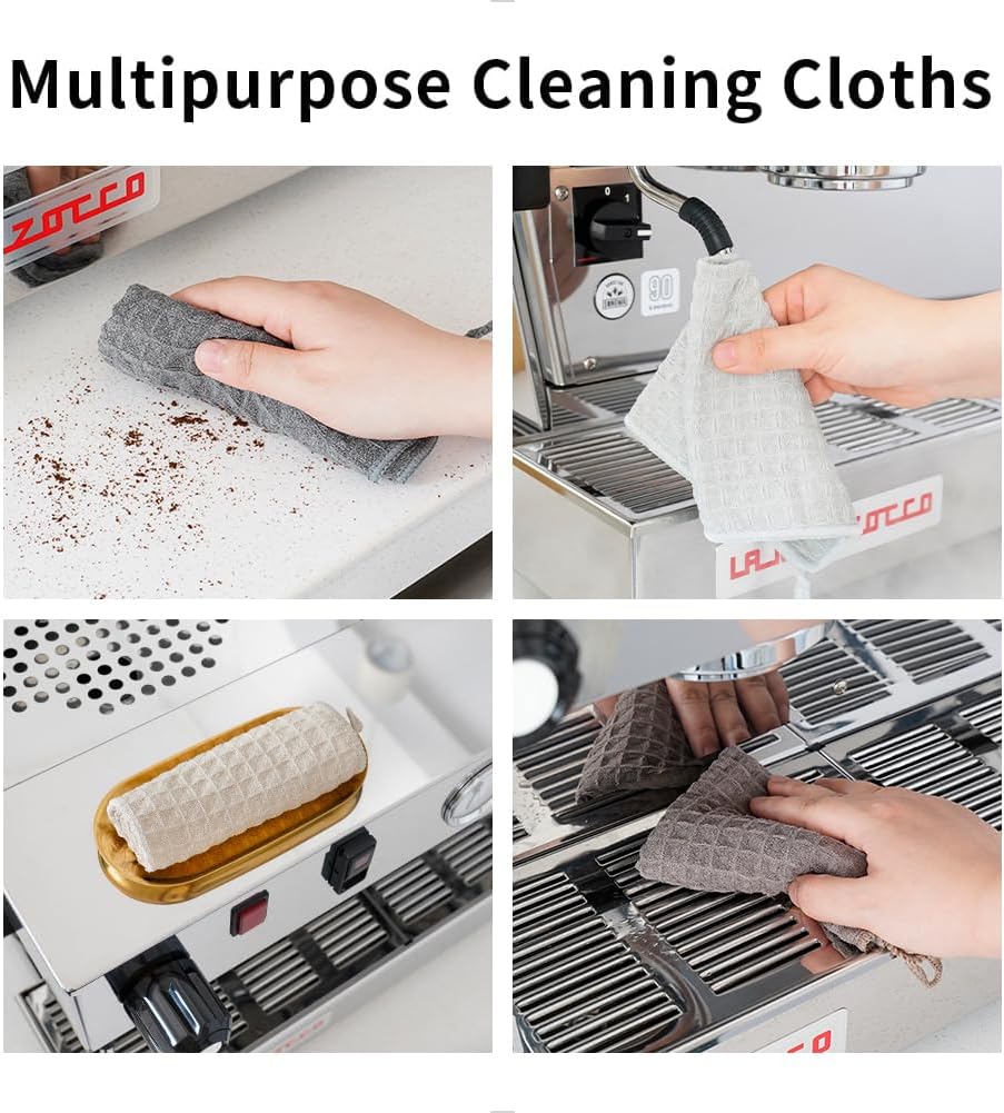 watchget Barista Micro Cloth 10 Pack, Microfiber Barista Cleaning Towels Microfiber Waffle Weave Kitchen Dish Cloth Coffee Bar Towel Coffee Machine Cleaning Cloth, Khaki(12"x12")
