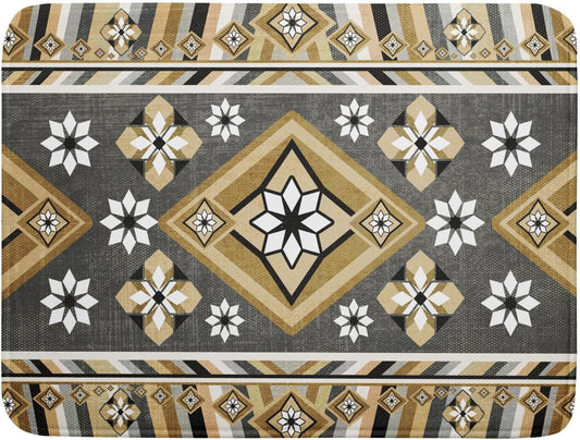 Boho Yellow Gray Aztec Dish Drying Mat for Kitchen Counter,Native American Tribal Aztec Ethnic Boho Style Drying Mat 18 x 24 Inch Microfiber Dish Drying Pad Dish Rack Pad Drainer Mat for Coffee Bar