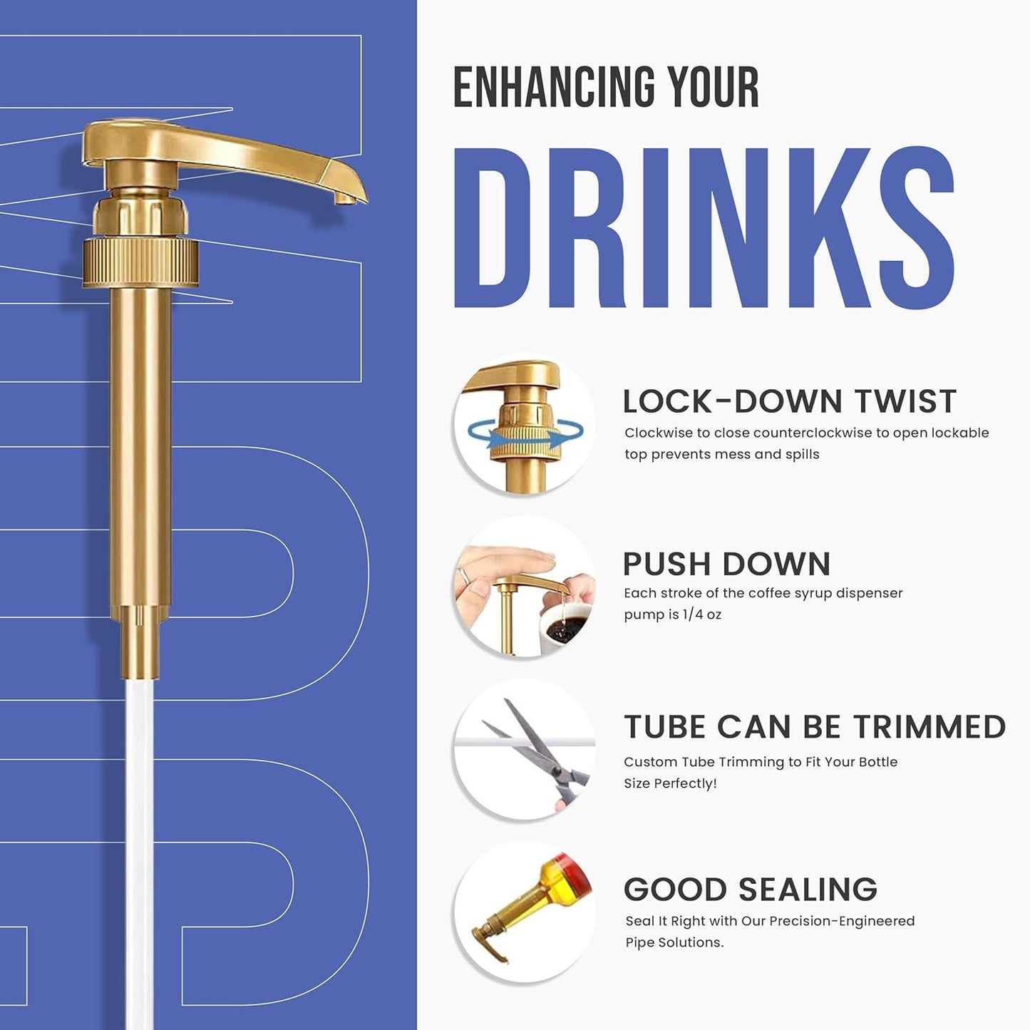 Jimoco® Syrup Pump Dispenser + Torani® Blue Raspberry Syrup, 25.4 oz - Coffee Syrup Pump & Flavoring Bundle