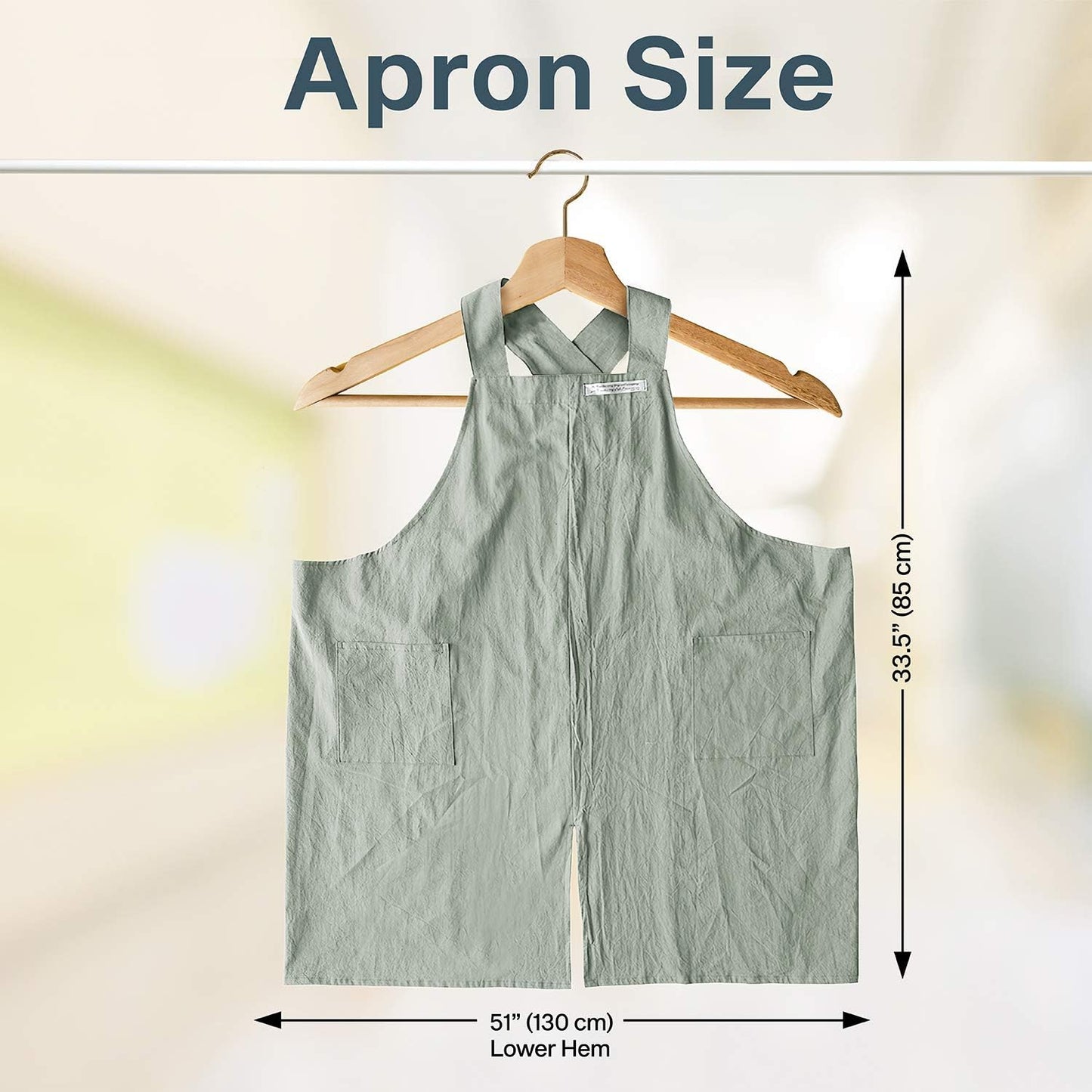 HANEE Cotton Aprons for Women and Men | Cross-Back Apron with Pockets