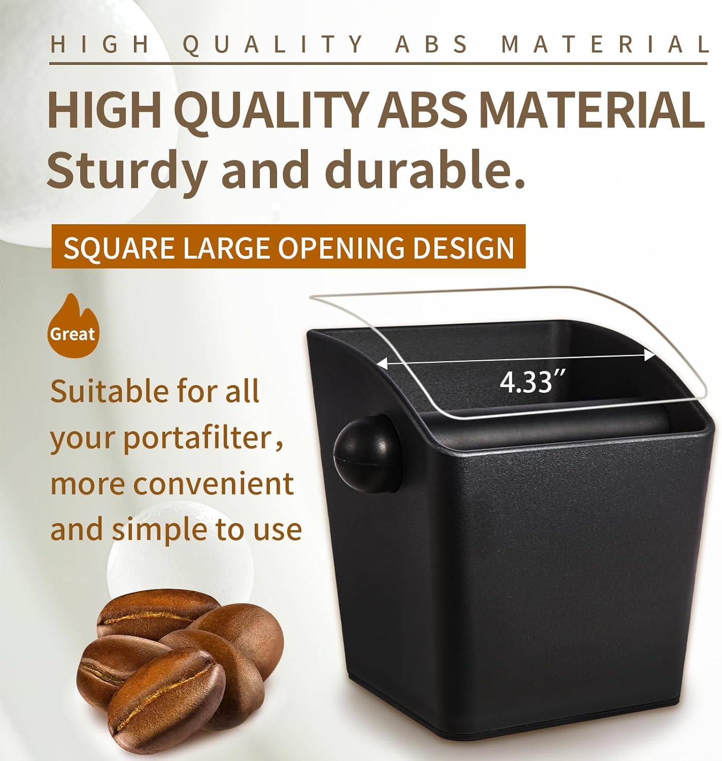 Knock Box Square High Sidewall Design Espresso Knock Box Tamping Mat Espresso Machine Accessories Set of 2 with Removable Knock Bar and Anti-Slip Base for Home Office Espresso Accessories