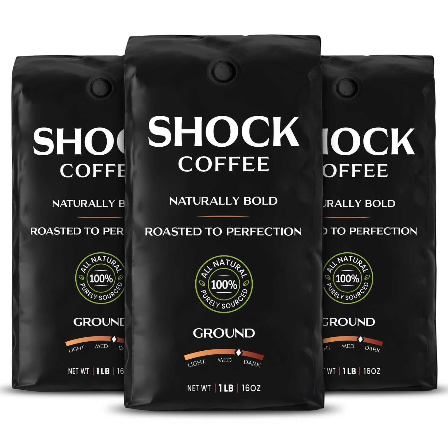 Shock Coffee Ground, The Strongest Caffeinated All-Natural Coffee, Up to 50% more Caffeine. 3 pounds