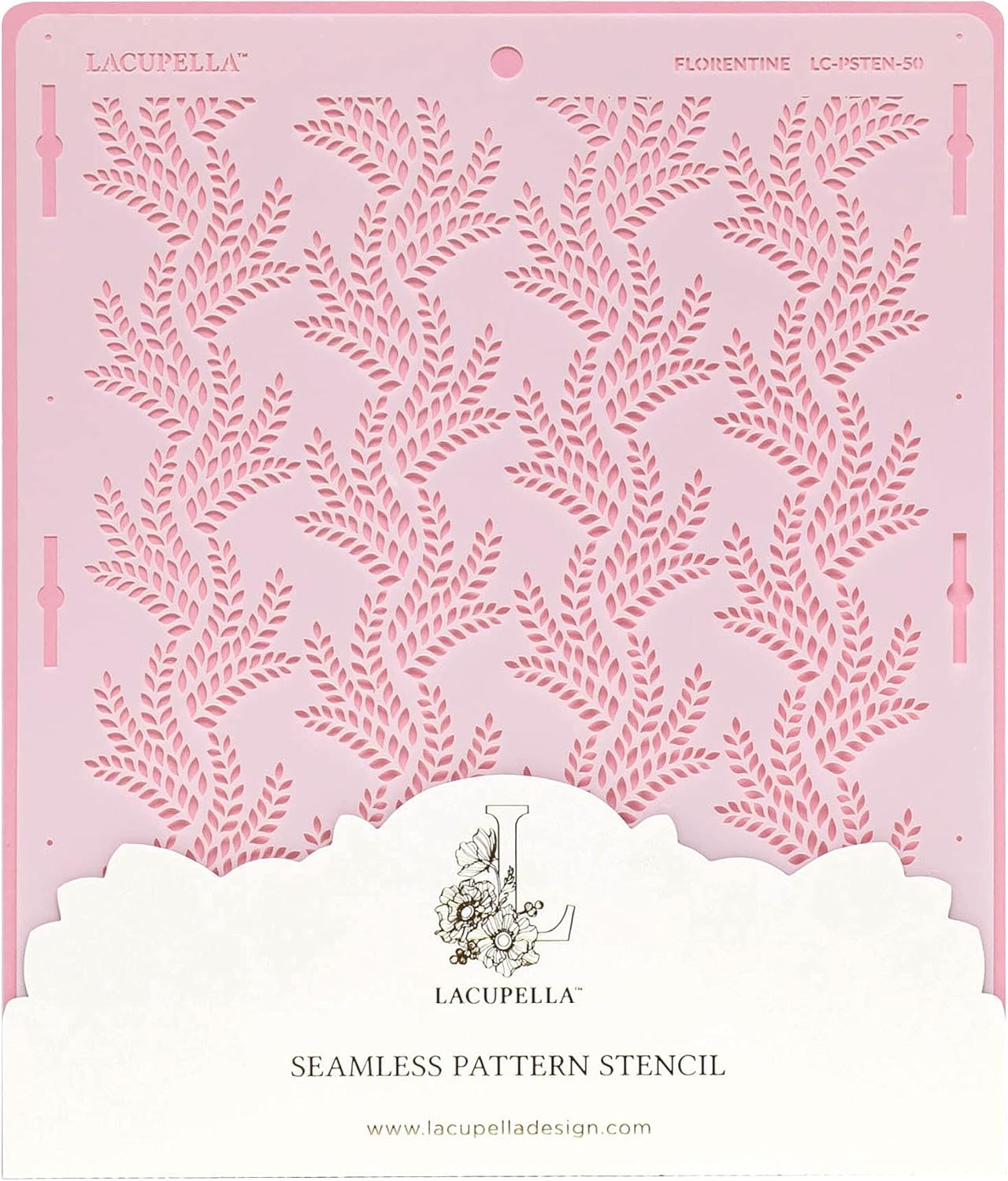 Harvest Cake Stencil - Seamless Delicate Pattern for Decorating Tall Double Barrel Cake to Use with Buttercream, Royal Icing, Ganache, Paint, Airbrush (Florentine)