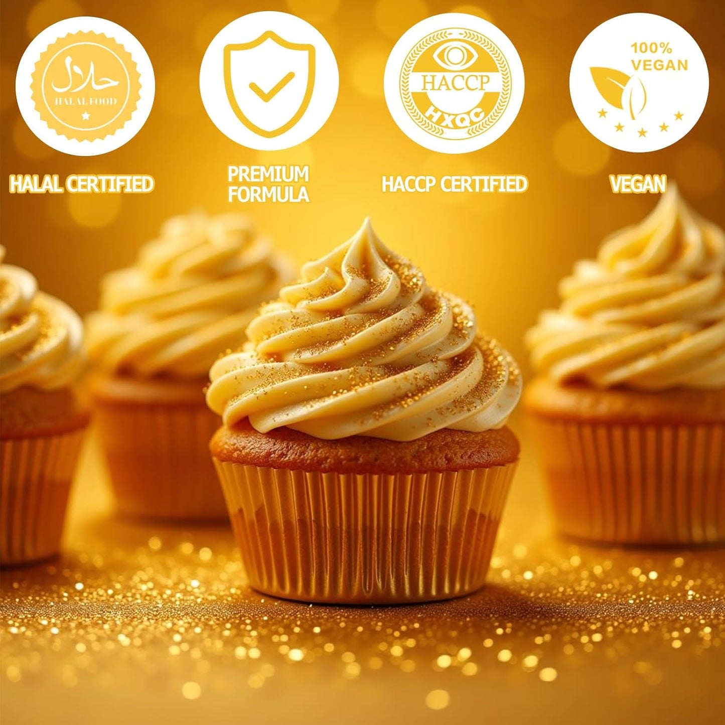 Nomeca Edible Glitter for Drinks Cakes, 8 grams Food Grade Luster Dust Sprinkles Glitter for Cake Decorations, DIY Cocktails, Beverages & Cake Decorating, Dessert Cake Topper (7-Shimmer Gold)