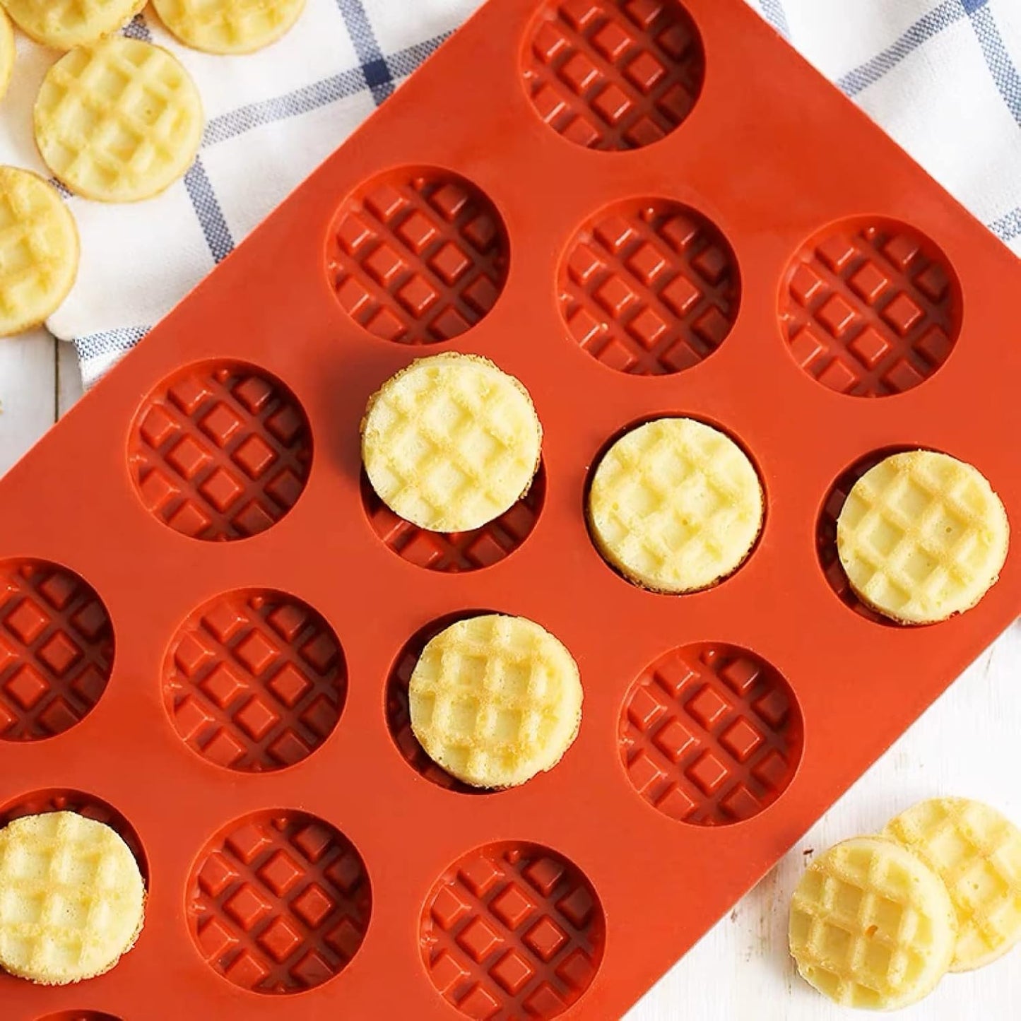 Silicone Waffle Mold Set, 2PCS/Set 18 Cavity Mini Silicone Waffle Mold Waffle Making Mold, Non-stick Cake Cookie Chocolate Making Mold for Baking