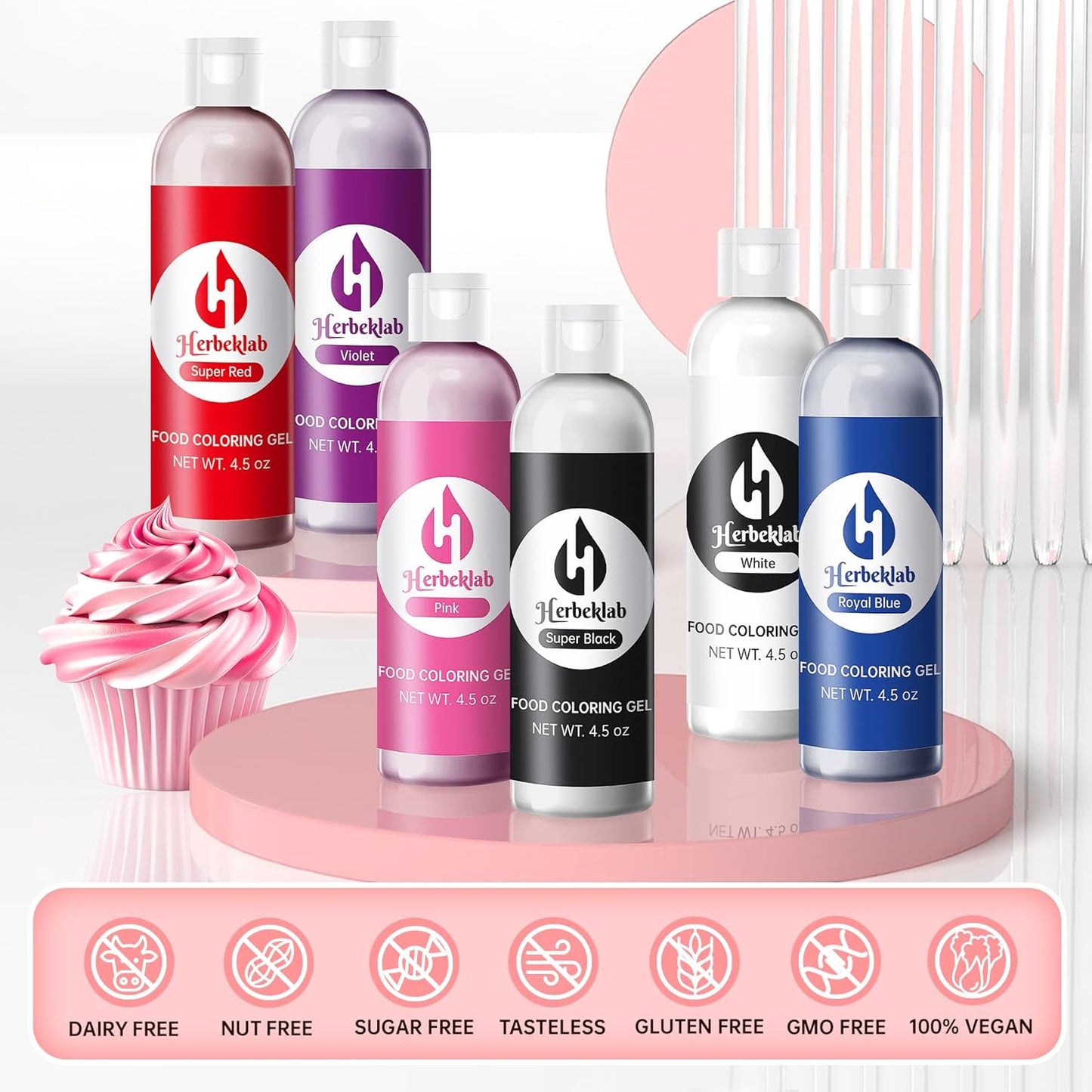 White Food Coloring Gel Herbeklab 4.5 oz Professional Grade White Food Dye Concentrated Gel Food Color for Icing Baking Cake Decorating Cookie