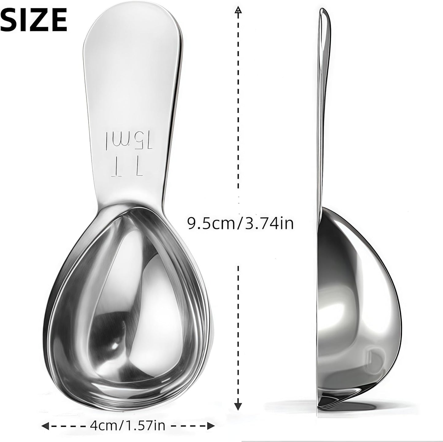 3 Piece 15g Coffee Scoop, Stainless Steel with Graduated Spoon for Coffee Beans, Sugar, Flavourings, etc