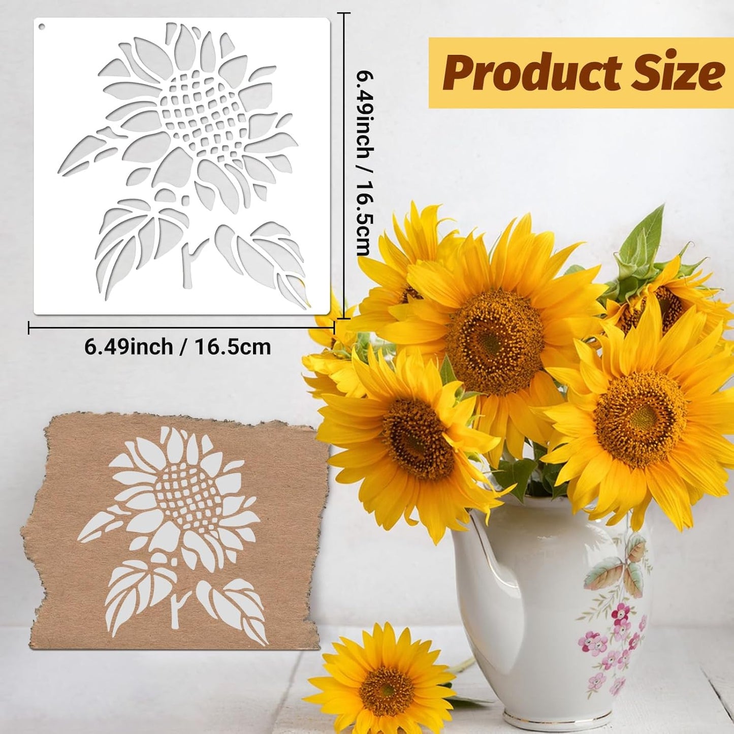 18 PCS Flower Painting Stencils Reusable Stencils for Painting on Wood Rocks Canvas Fabric Glass Pottery 6.5x6.5 Inch