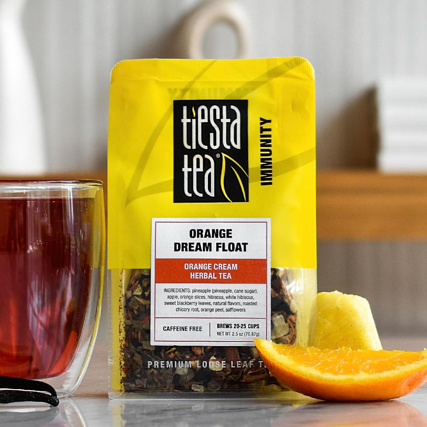 Tiesta Tea - Orange Dream Float Tea, Loose Leaf, Orange Cream Herbal Tea, Premium Caffeine-Free Tea Blend, Make Hot or Iced & Up to 25 Cups, 2.5 oz Resealable Pouch