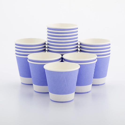 Restaurantware 8 Ounce Double Wall Disposable Coffee Cups, 500 Insulated Light Purple Paper Tumblers with Ripple Wall Design, Lids Sold Separately for Hot Drinks like Tea, Hot Chocolate and More