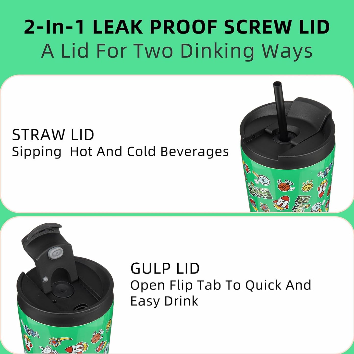 BJPKPK 22oz Stainless Steel Insulated Tumbler With lid And Straw Travel Coffee Thermal Tumblers Cup For Women And Men,Game