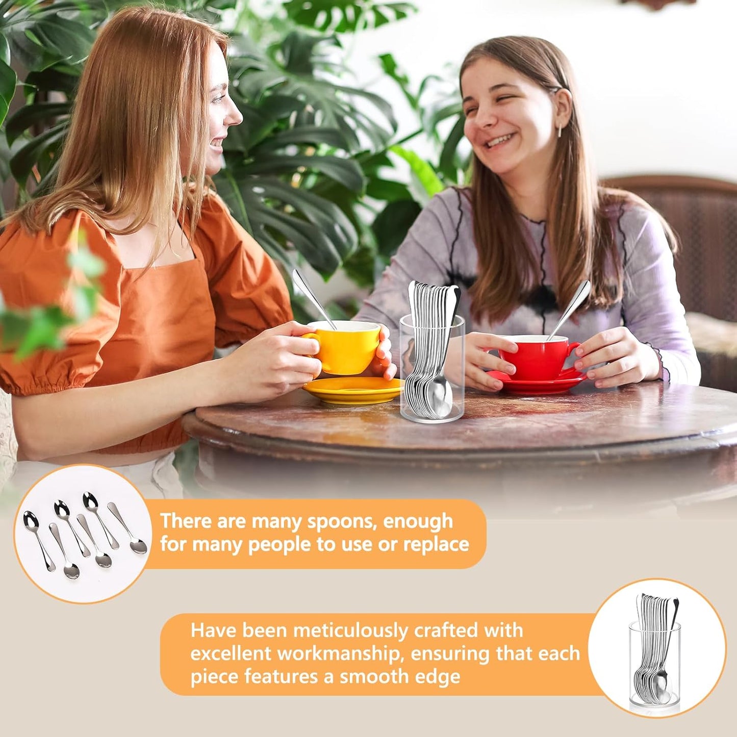 12 Pcs Mini Coffee Spoons with Holder 4.7 inch Demitasse Espresso Stainless Steel Spoons Tea Spoons set of 6 with Acrylic Cylinder Holder Small Coffee Spoons Silver for Coffee Bar Tea Party Home