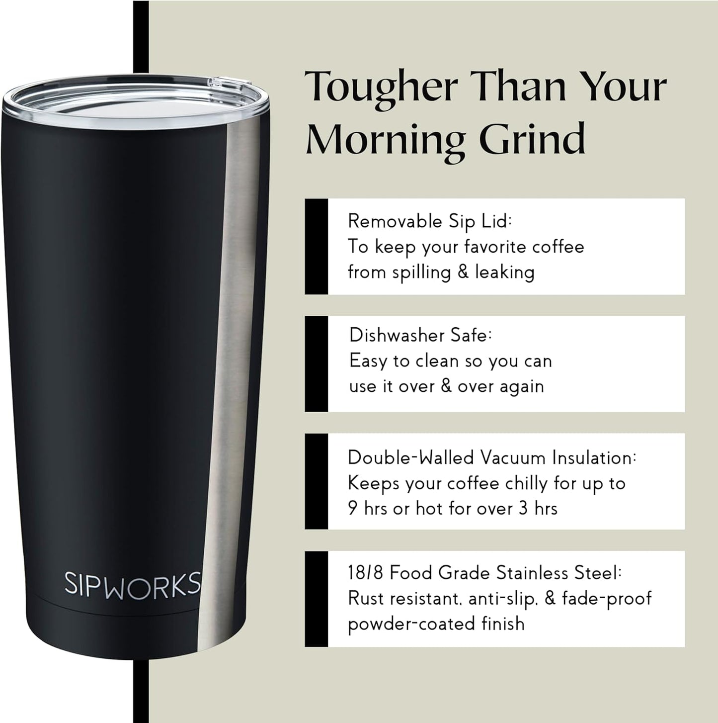 Stainless Steel Coffee Tumbler: Double-Wall Vacuum Insulated Spill-proof Travel Mug Metal Coffee Cup with Lid, 20-Ounce White Marble