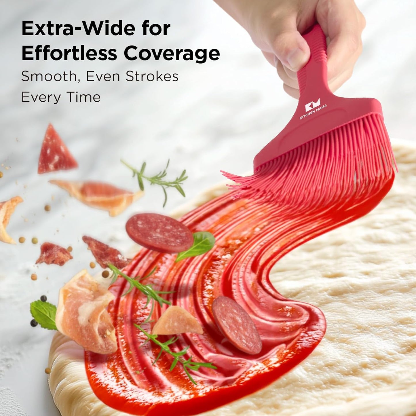 Kitchen Mama Platinum Silicone Extra Wide Pastry & Basting Brush Utensil Set – Heat Resistant, Dishwasher Safe, BBQ Grilling, Cooking, Baking, Perfect For Outdoor, and Butter, Egg Wash, Oil and Sauce