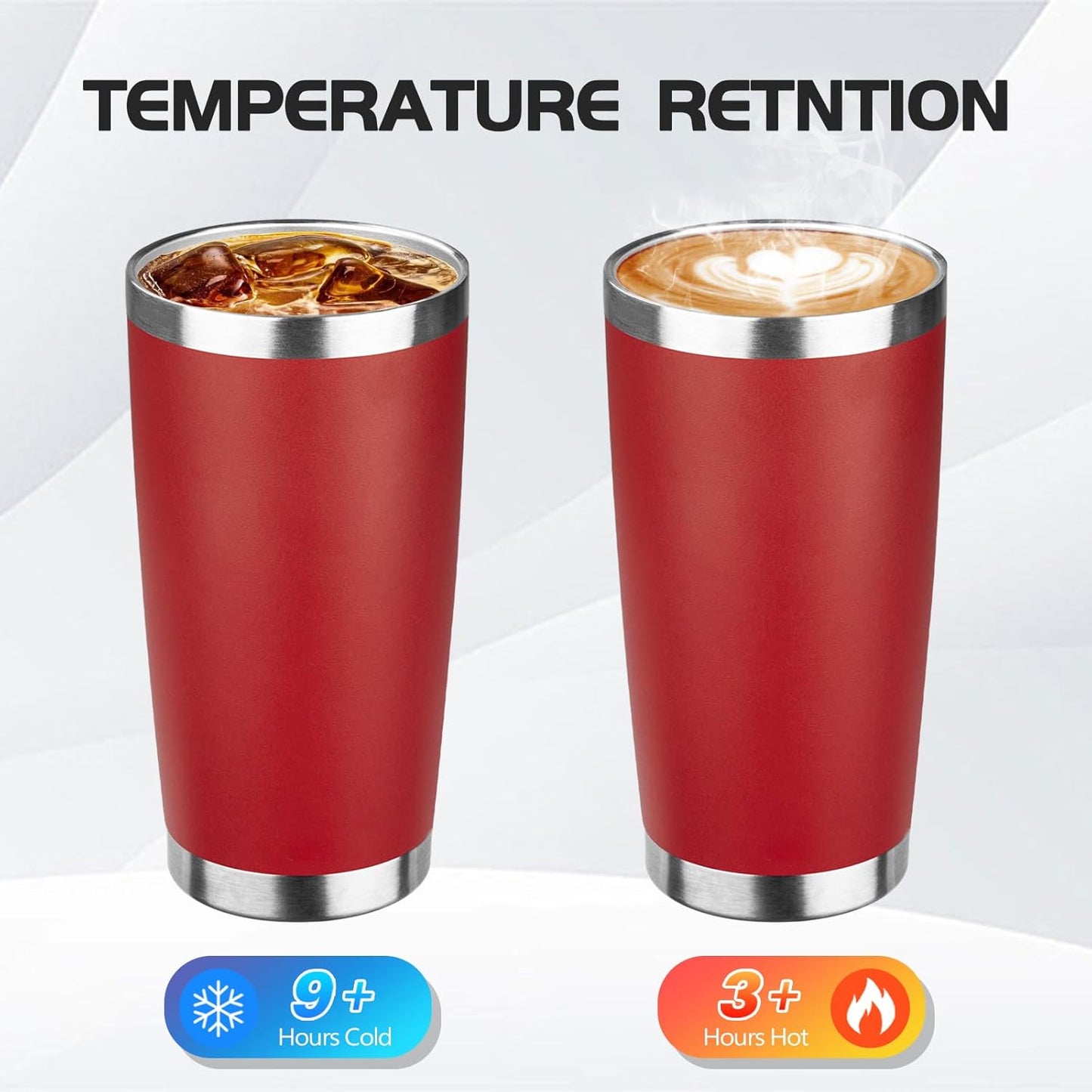 StarSpeed 20oz Tumbler Bulk with Lid, Stainless Steel Insulated Tumblers Double Wall Vacuum Insulated Travel Mug, Powder Coated Coffee Cups for Hot and Cold Drinks(Wine Red,6)