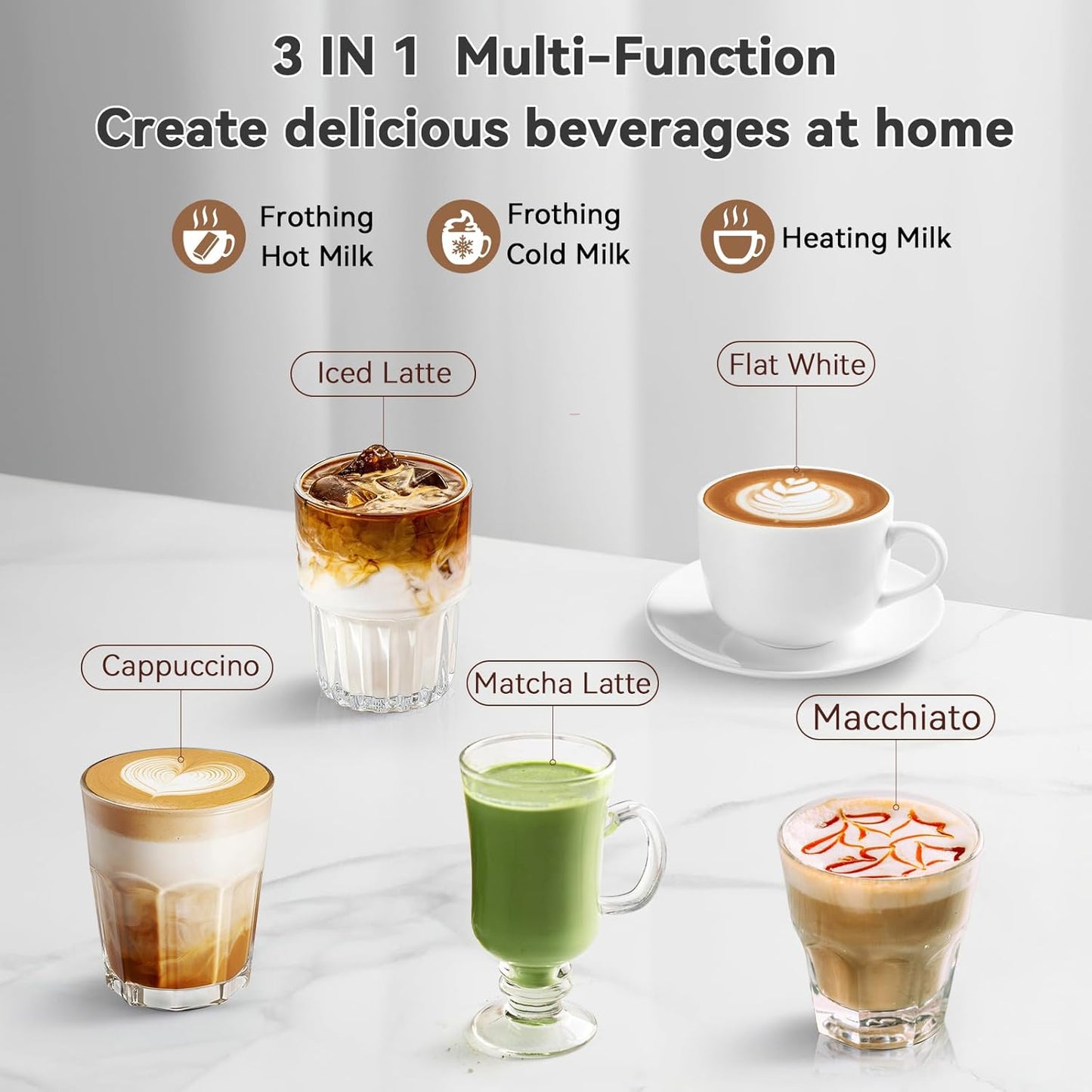 Secura Milk Frother, Electric Milk Steamer Stainless Steel, 16.9oz/500ml Automatic Hot and Cold Foam Maker and Milk Warmer for Latte, Cappuccinos, Macchiato, 120V