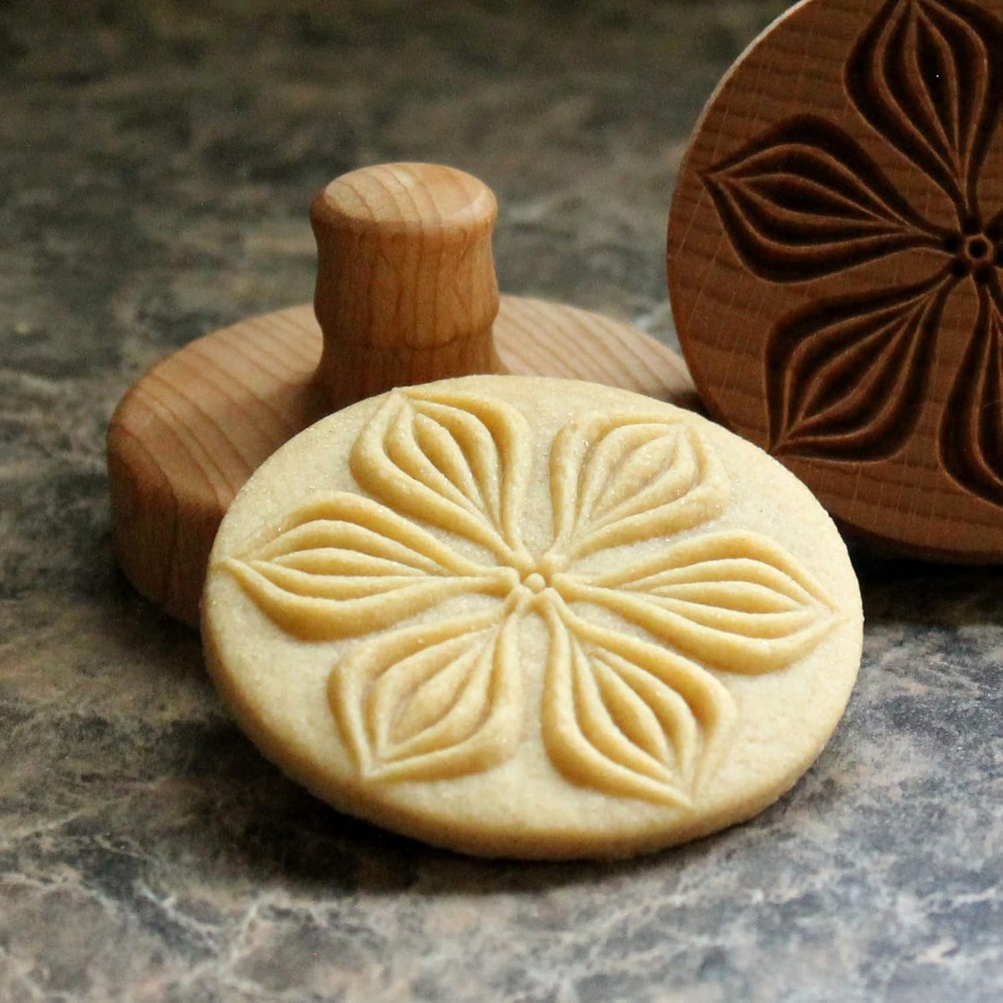 Wood Cookie Stamp, 2.5 Inch (Flower Petals CS-002)