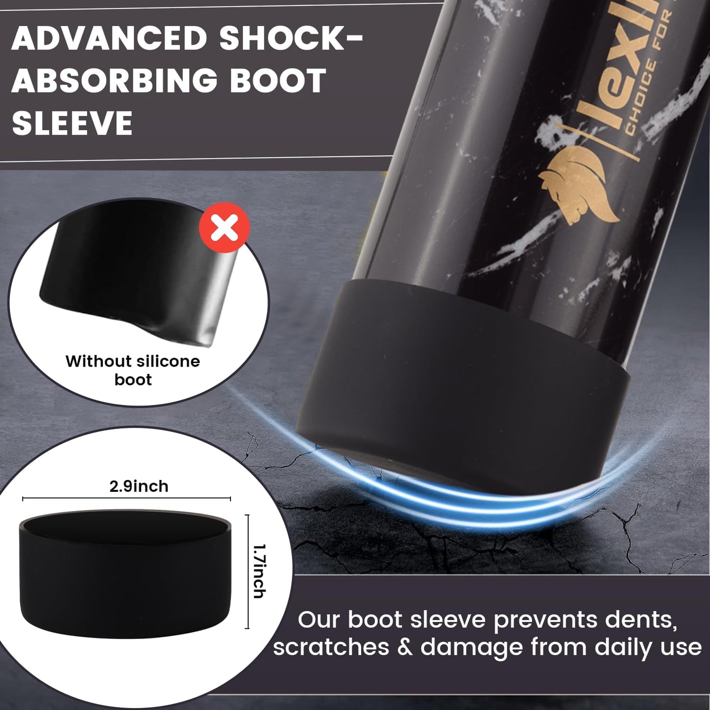 lexlion Tea Infuser Bottle - Fruit Infuser Water Bottles 22 Oz, Triple Walled Insulated Stainless Steel Bottle, Thermal Leaf Infuser, Silicone Sleeve, 3 Lids Leakproof, Metal Mug Gallon