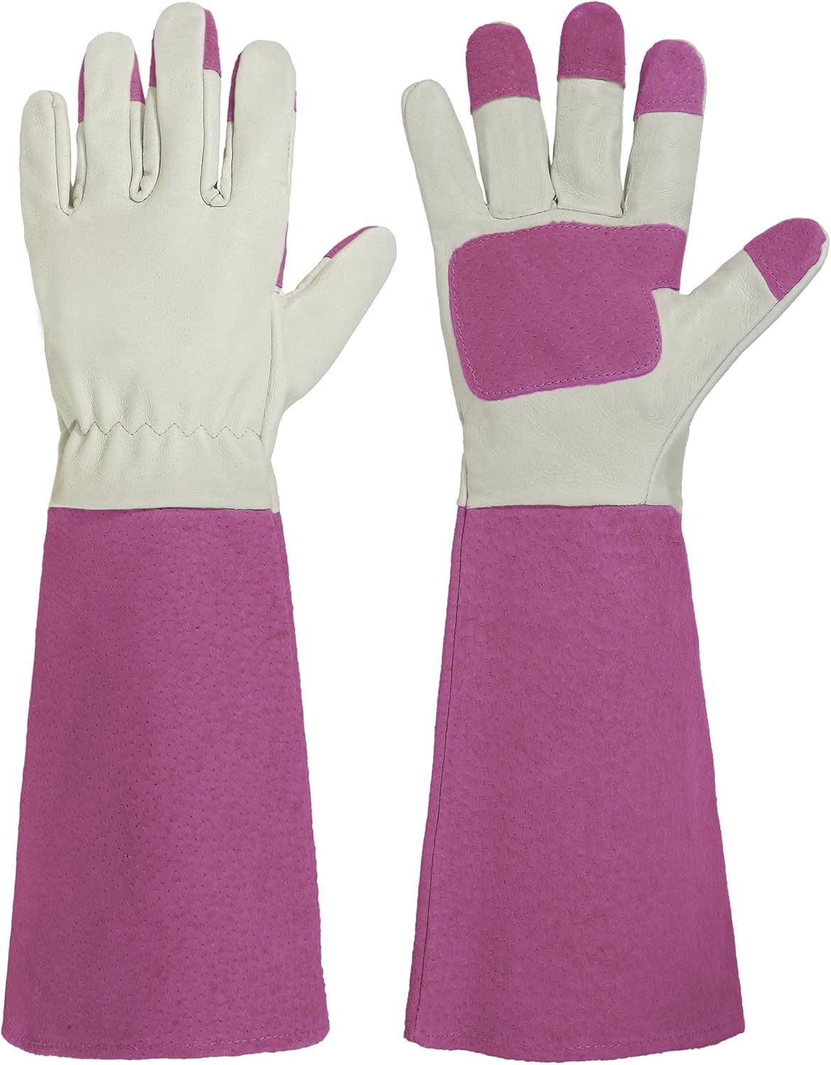 HANDLANDY Rose Pruning Gardening Gloves for Men & Women, Thornproof Long Gauntlet Gloves, Pigskin Leather - Breathable & Durability (Medium)