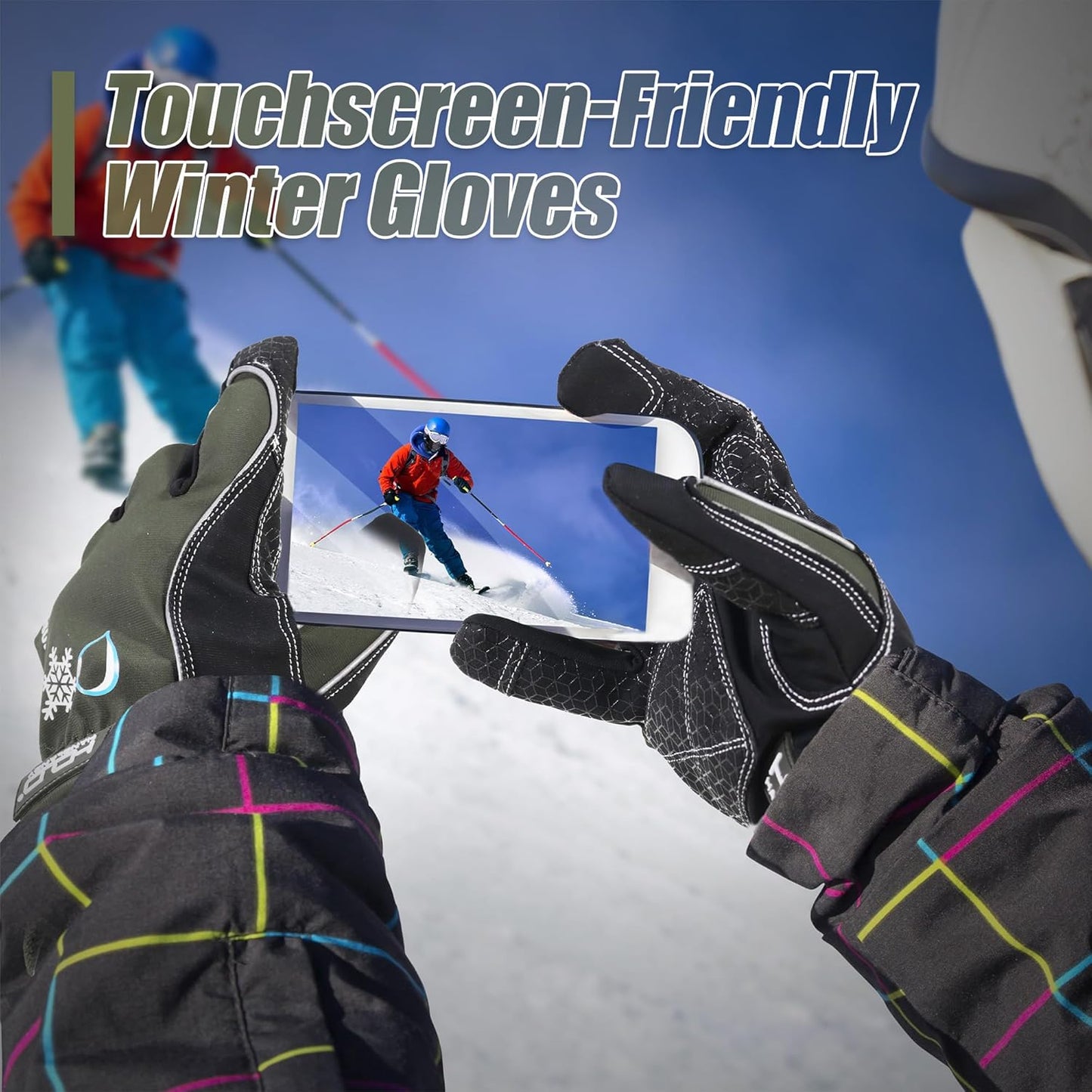 HANDLANDY Winter Insulated Work Gloves, 3M Thinsulate Thermal Water-Resistant Gloves for Men Women Touch Screen, Warm Ski Snowboard Cold Weather Gloves (Army Green, X-Large)