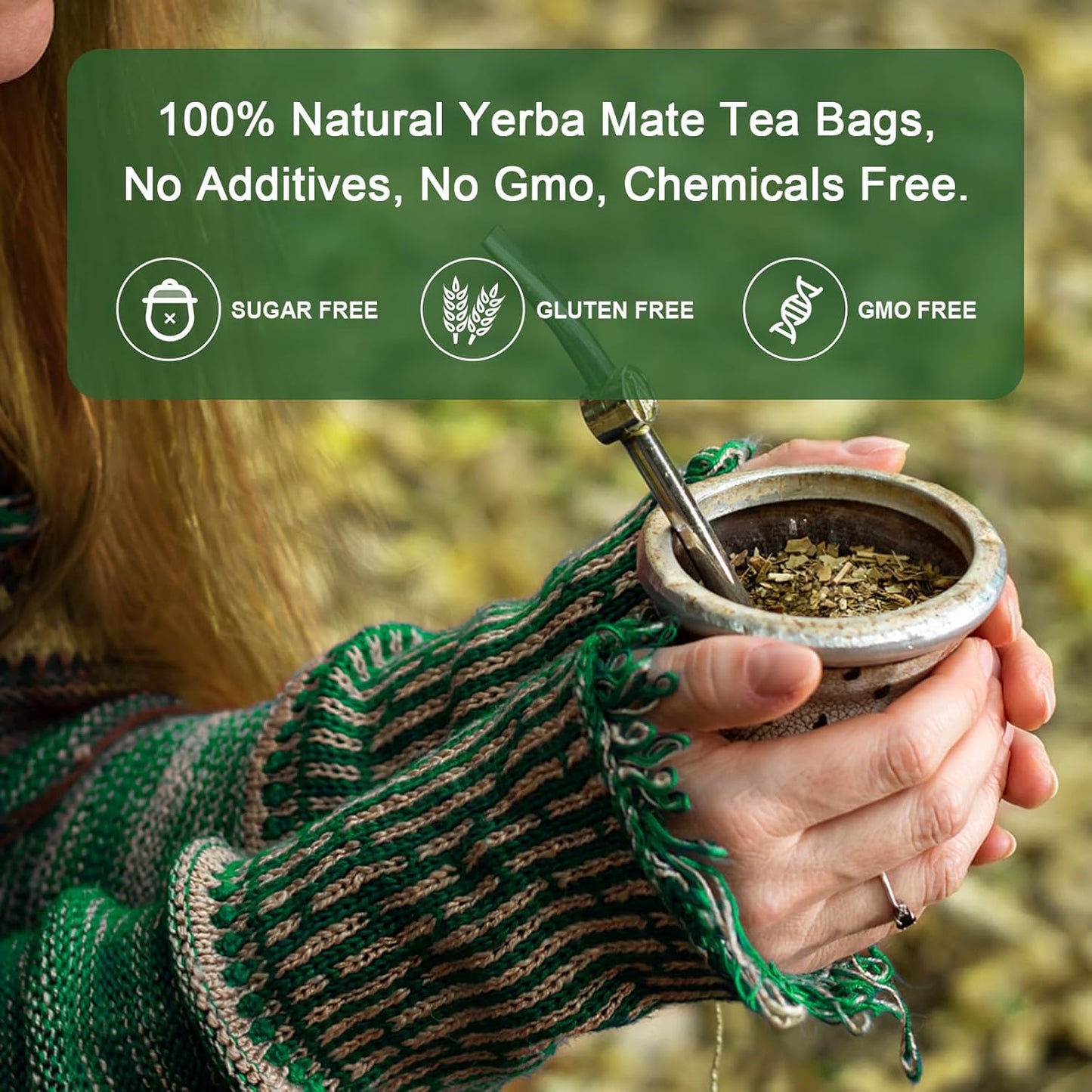 Unsmoked Yerba Mate Tea Bags, Natural Organic Yerba Matte Rich in Chlorophyll, Antioxidants and Vitamins, 30 Tea Bags