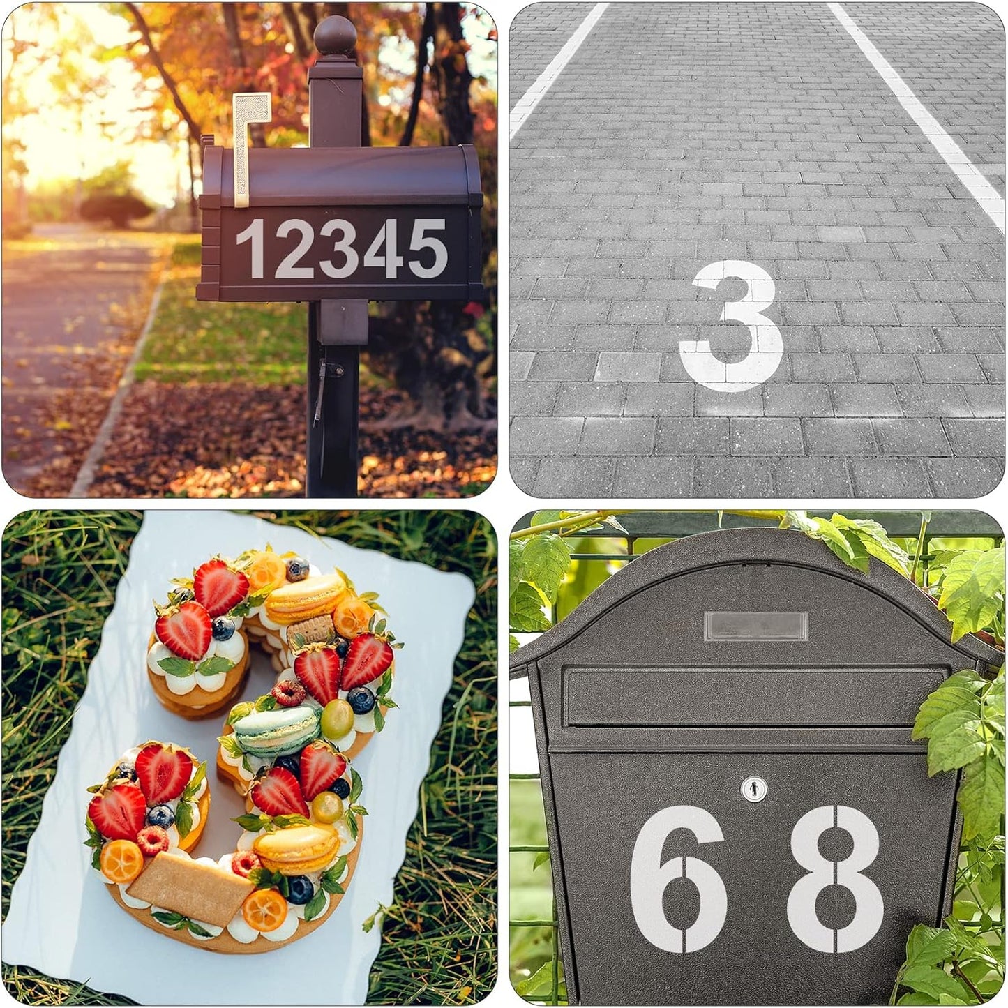 2 Inch Plastic Number Stencils - Reusable Digital Templates for Cake, Address, Painting