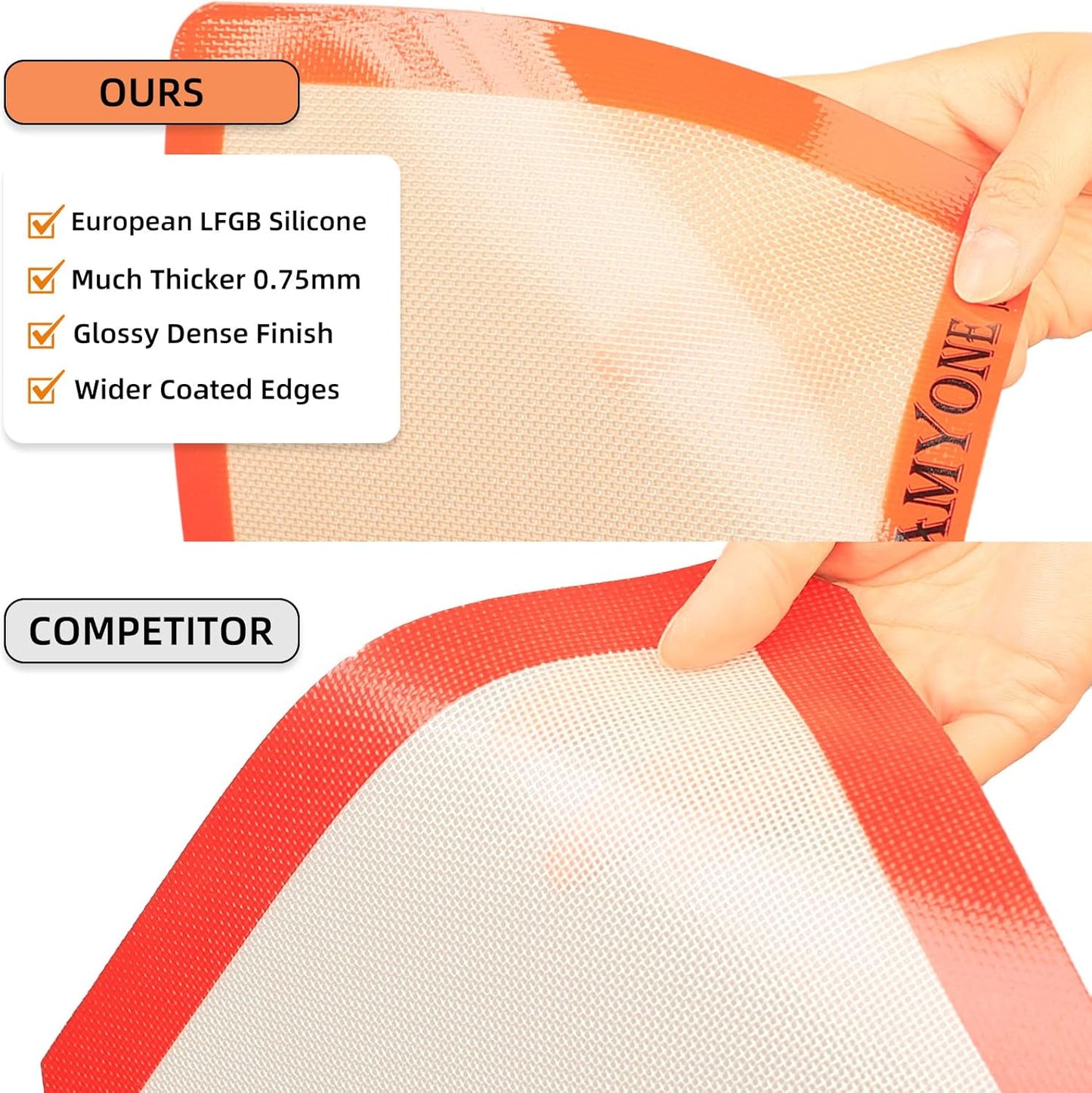 AMYONE Silicone Baking Mats for Full Size Sheet Pan, Non-Stick Silicone Baking Sheet Liners for Cookies/Pastries/Chicken/Vegetables, Food Grade Silicone Mat for 18 x 26-inch Full Baking Pans, 1 PCS