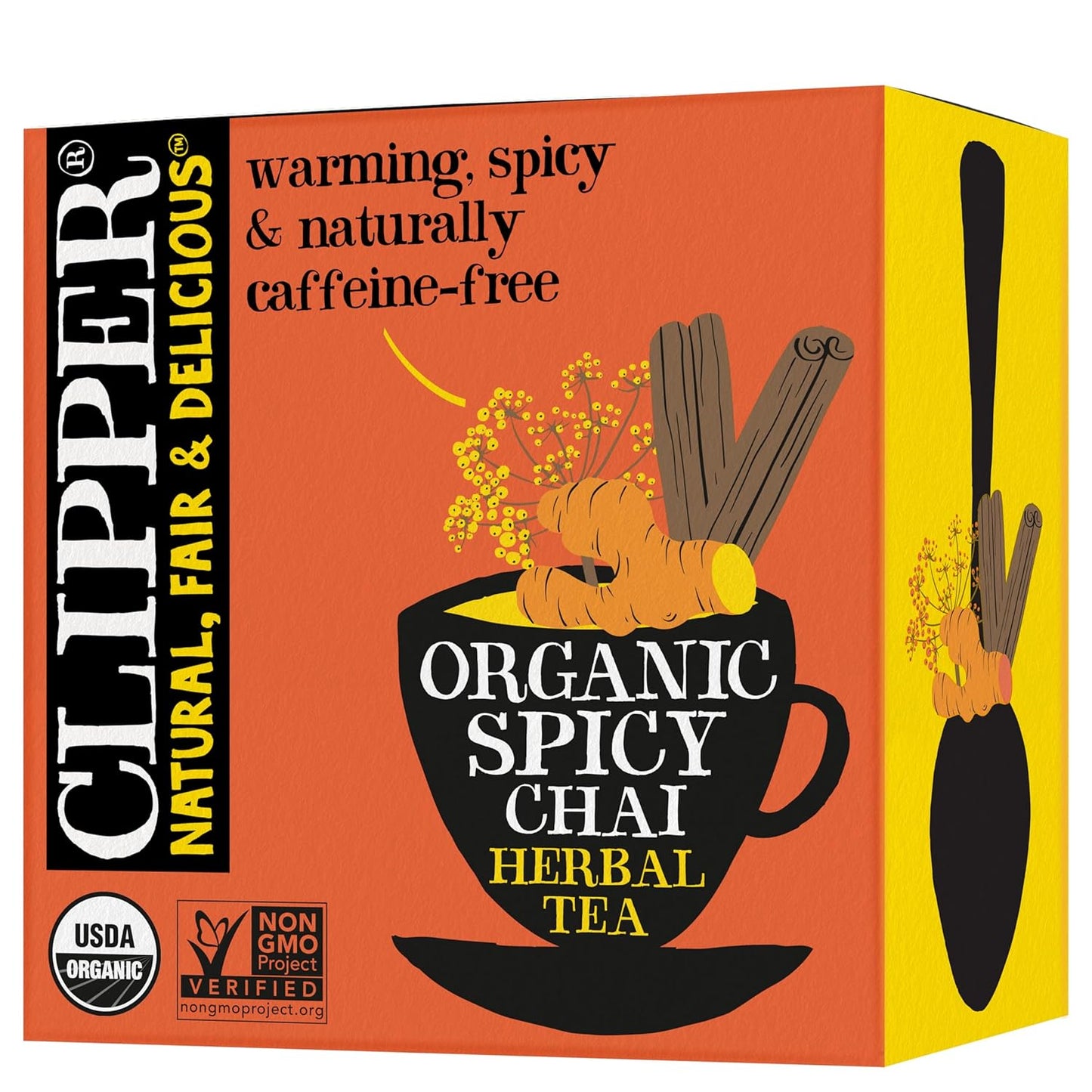 Clipper Tea Spicy Chai Herbal Tea – Caffeine Free, USDA Organic, Great Hot or Iced – Warming, Spicy, Natural, Fair & Delicious – 50 Tea Bags