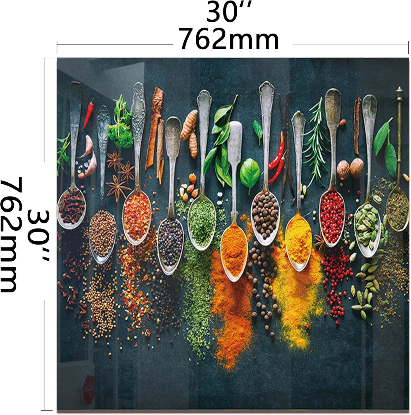 DAIFURONGE Spice Tempered Glass Backsplash For Kitchen Behind Stove,Stove Backsplash Top Cover,Easy to Clean Glass Splashback, Sink Cover Splash Guard,Home Kitchen Wall Decor (30"x30"(76.2x76.2cm))