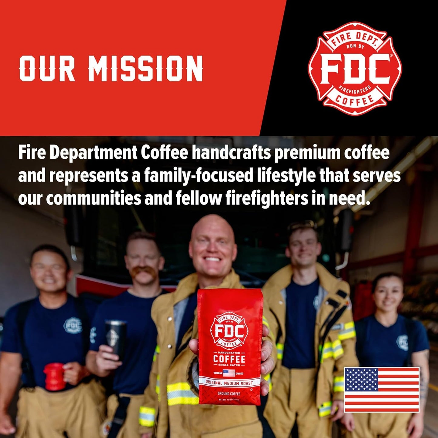 Fire Department Coffee - Gives Back to Firefighters - Shellback Espresso Ground Coffee - Bold & Smooth - Roasted in the USA - Dark Roast Espresso - Veteran Owned (12 oz, Pack of 2)