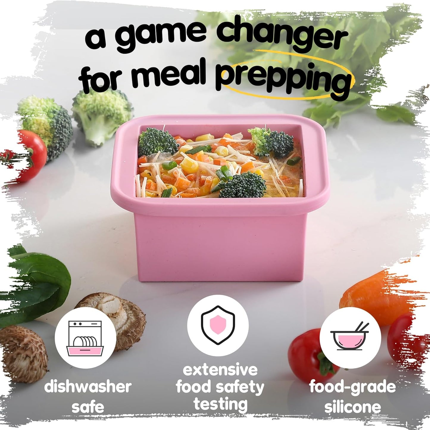 2-Cup Silicone Freezer Trays with Lids – Perfect for Meal Prep, Portion Control, and Easy Freezing-Meal Prep Container Molds for Soup,Leftovers (Cotton Candy, 2 Pack)