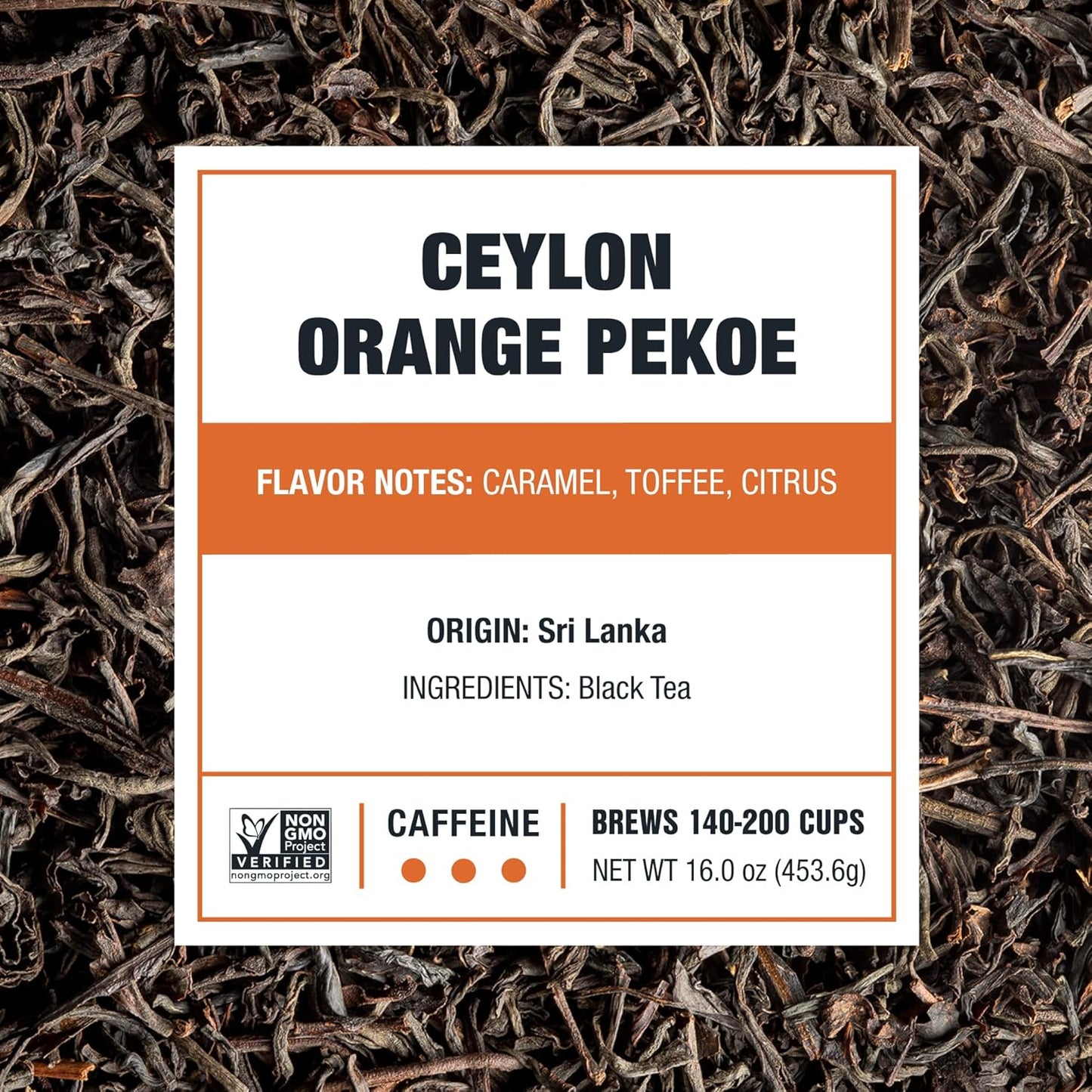 Tiesta Tea - Ceylon Orange Pekoe Black Tea, Loose Leaf, Single Origin Premium from Sri Lanka, Pure Unblended High Caffeinated, Hot or Iced & Brews Up to 200 Cups, 16oz Resealable Bulk Pouch