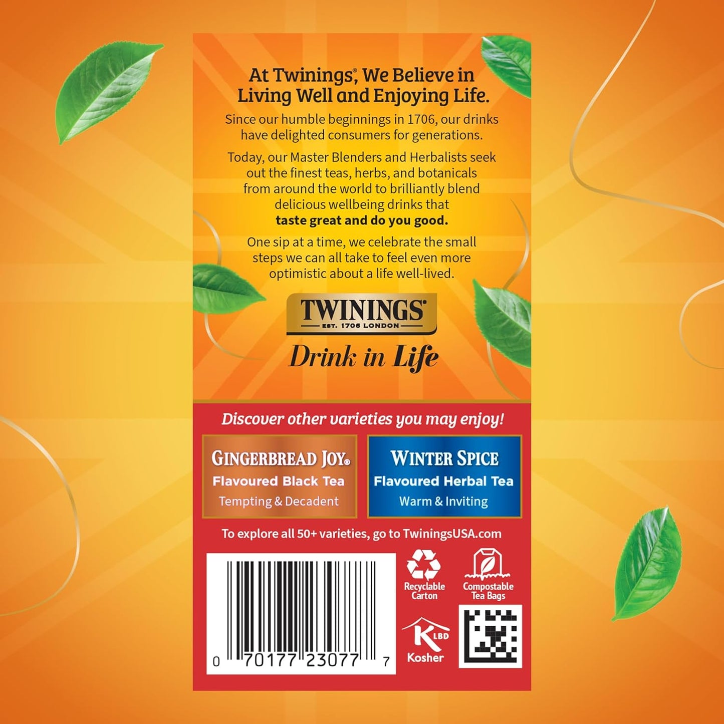 Twinings Christmas Black Tea Individually Wrapped Bags, 20 Count (Pack of 1), Aromatic Cinnamon & Clove, Caffeinated, Enjoy Hot or Iced, 20 Teabags