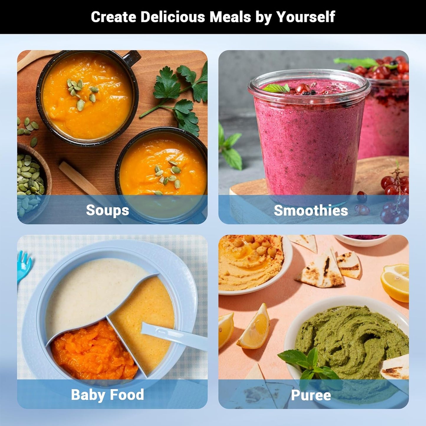 Immersion Blender RPM 16000±10% Hand Blender,15 Speed and Turbo Mode Hand Mixer, 3-in-1 Heavy Duty Copper Motor Stainless Steel Smart Stick with Egg Beaters and Chopper