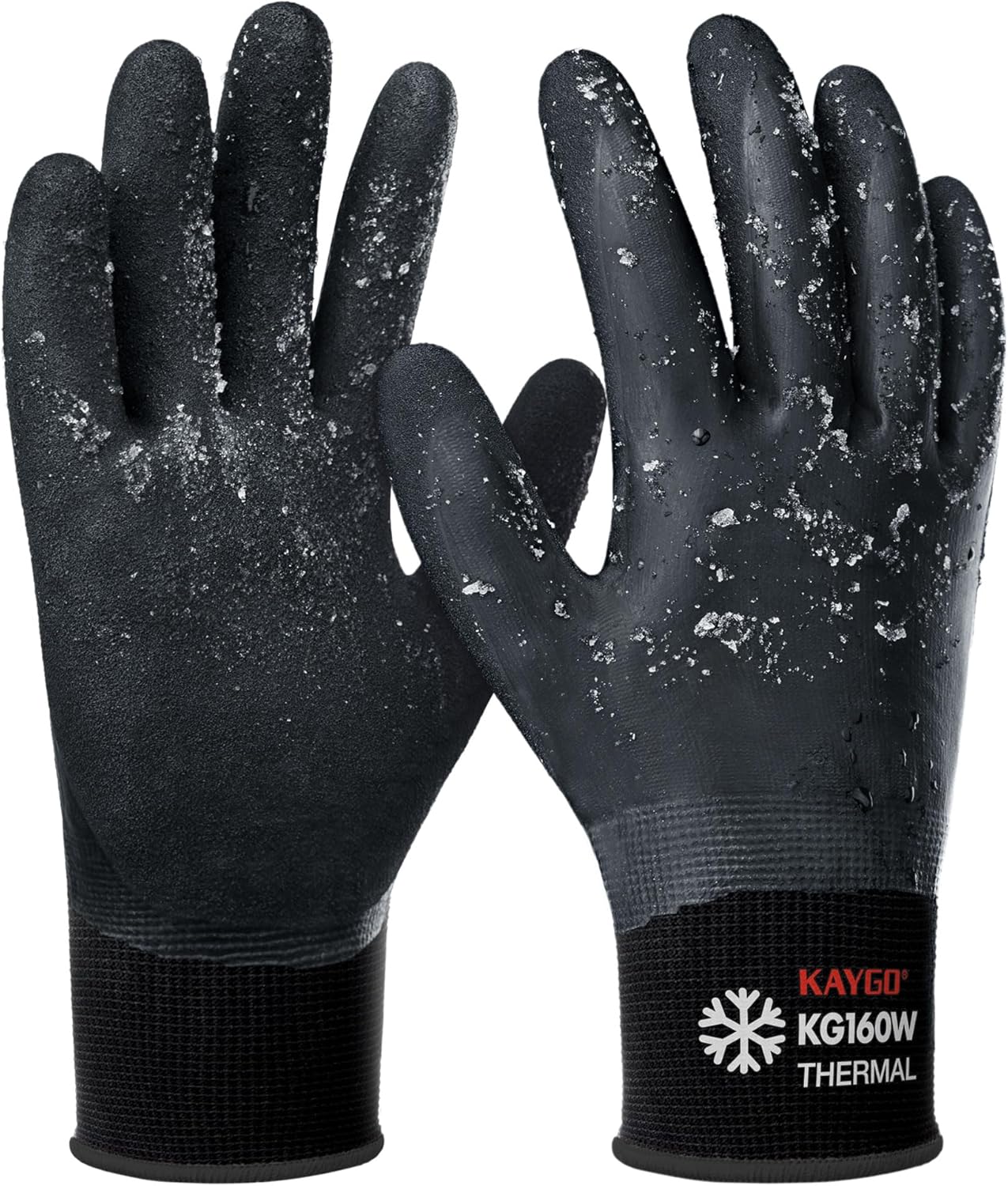 KAYGO Winter Waterproof Work Gloves for Men and Women, Thermal Insulated Freezer Rubber Coated Gloves,Super Grip,KG160, Small
