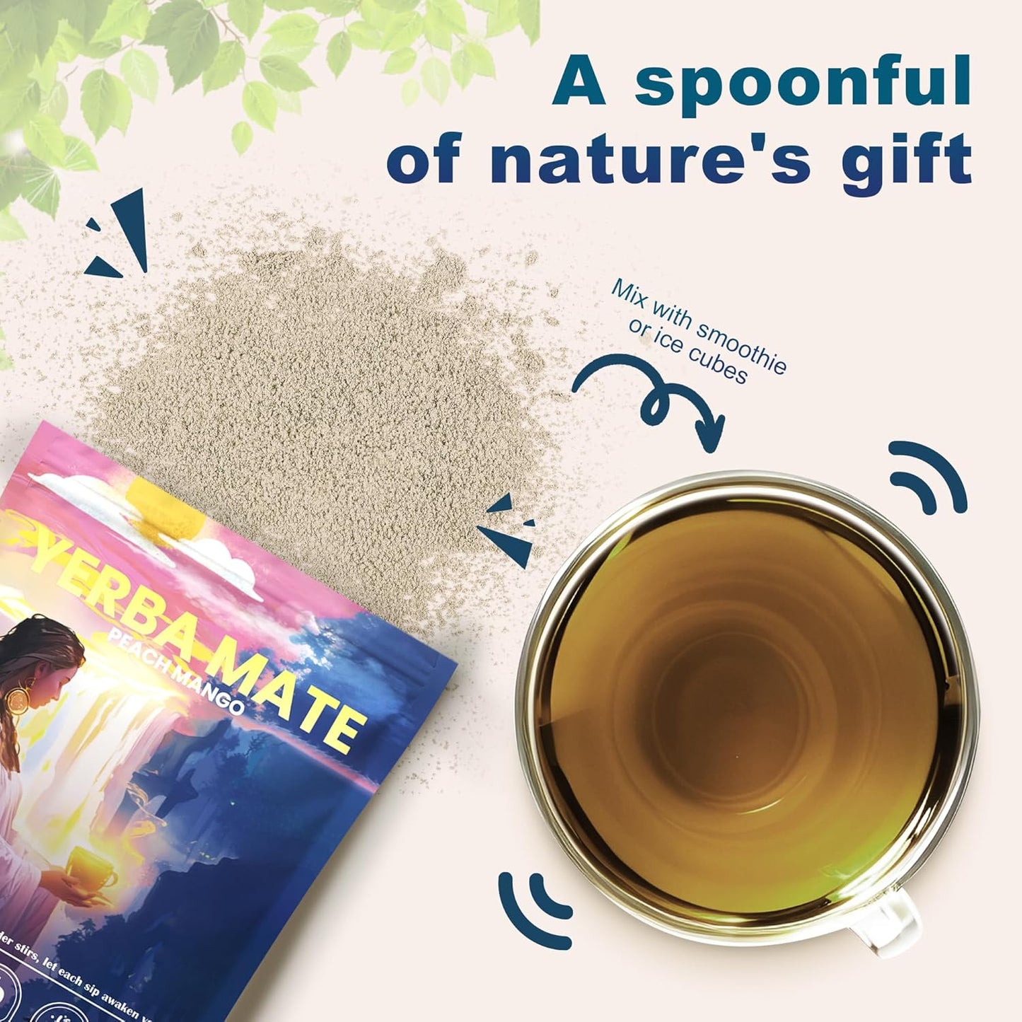 Yerba Mate Peach Mango Tea - Super Calm Yerba Mate - Low Sugar Content, Clean Energy with No Crash - Stay Refreshed and Focused Throughout the Day - Ideal for Health Enthusiasts - 30 Servings