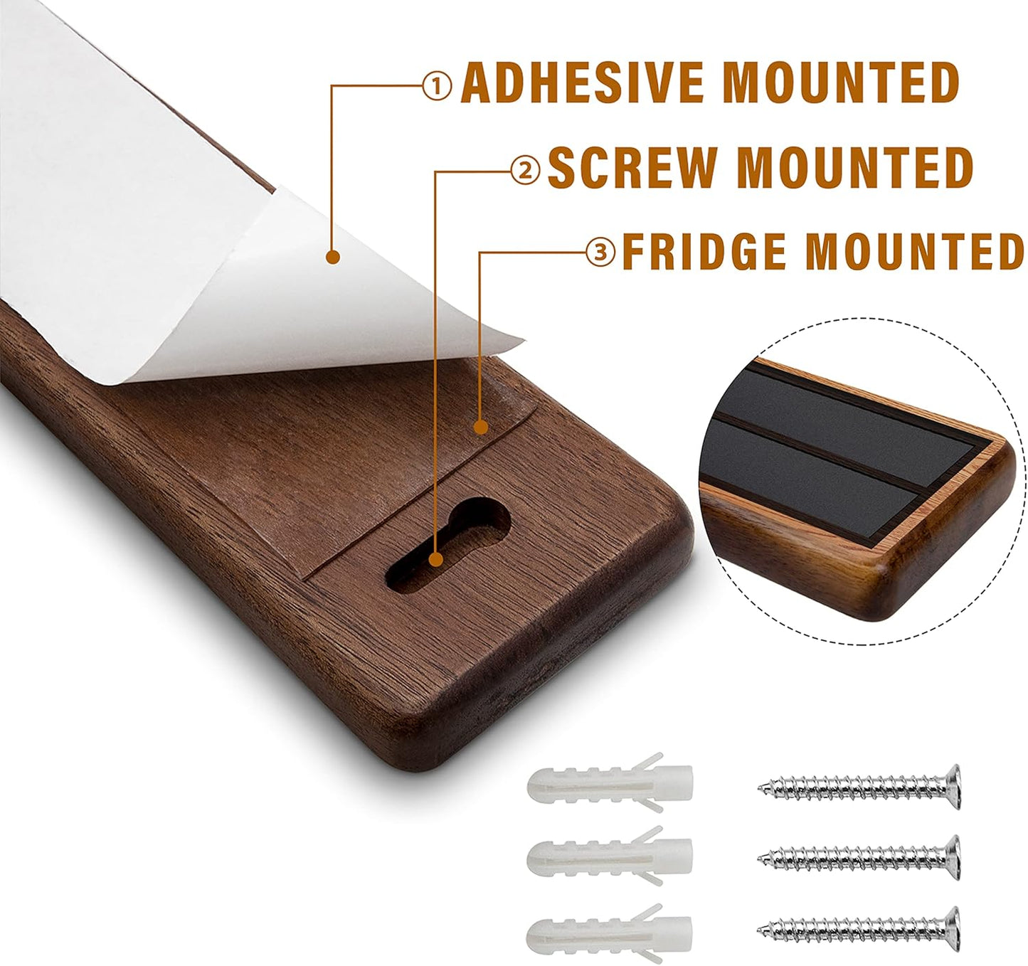 HOSHANHO Magnetic Knife Strips, Magnetic Knife Holder for Wall 16 Inch, Acacia Wood Knife Magnetic Strip Use as Knife Bar, Knife Holder for Kitchen Utensil Organizer