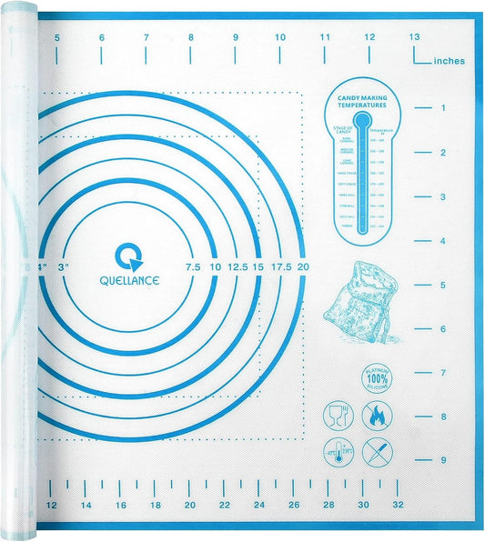 Silicone Pastry Mat with Measurement, Kids Rolling Mat for Fondant, Rolling Dough, Pie Crust, Pizza and Cookies, Baking Mat,12" x 16", Blue