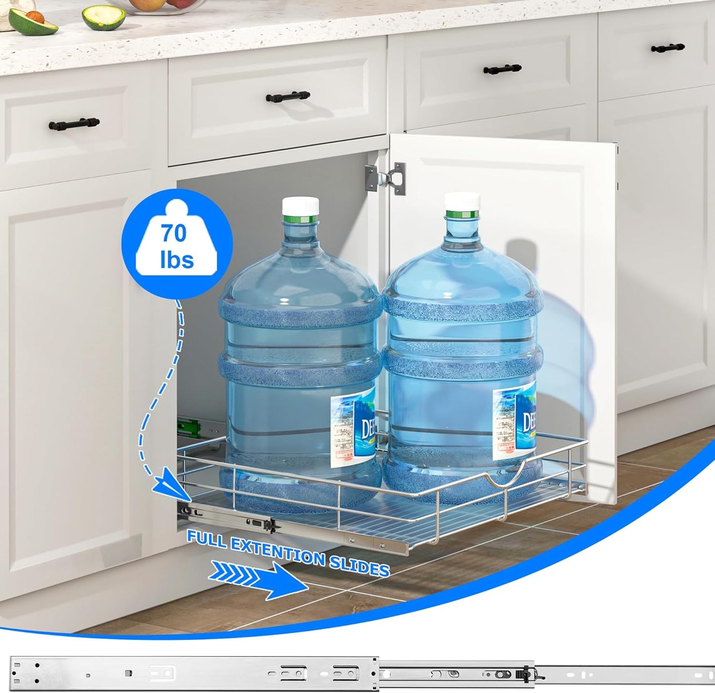 WelFurGeer Soft Close Slide Out Cabinet Shelf, 11" W x 22" D Pull Out Drawers for Kitchen Cabinets, Kitchen Shelf Organizer, Cupboard Organizers and Storage, Under Cabinet Pull Out Shelves