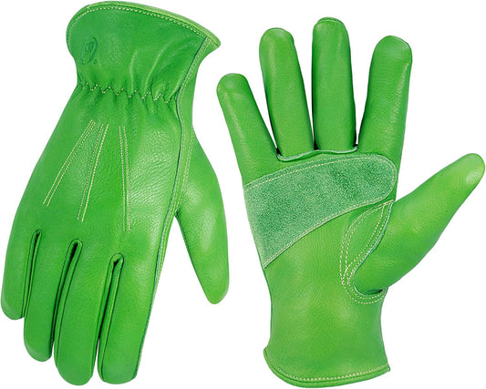 Leather Work Gloves for Men & Women, Reinforced Durable Gardening Gloves,Cowhide Work Gloves,Puncture & Cut Resistant