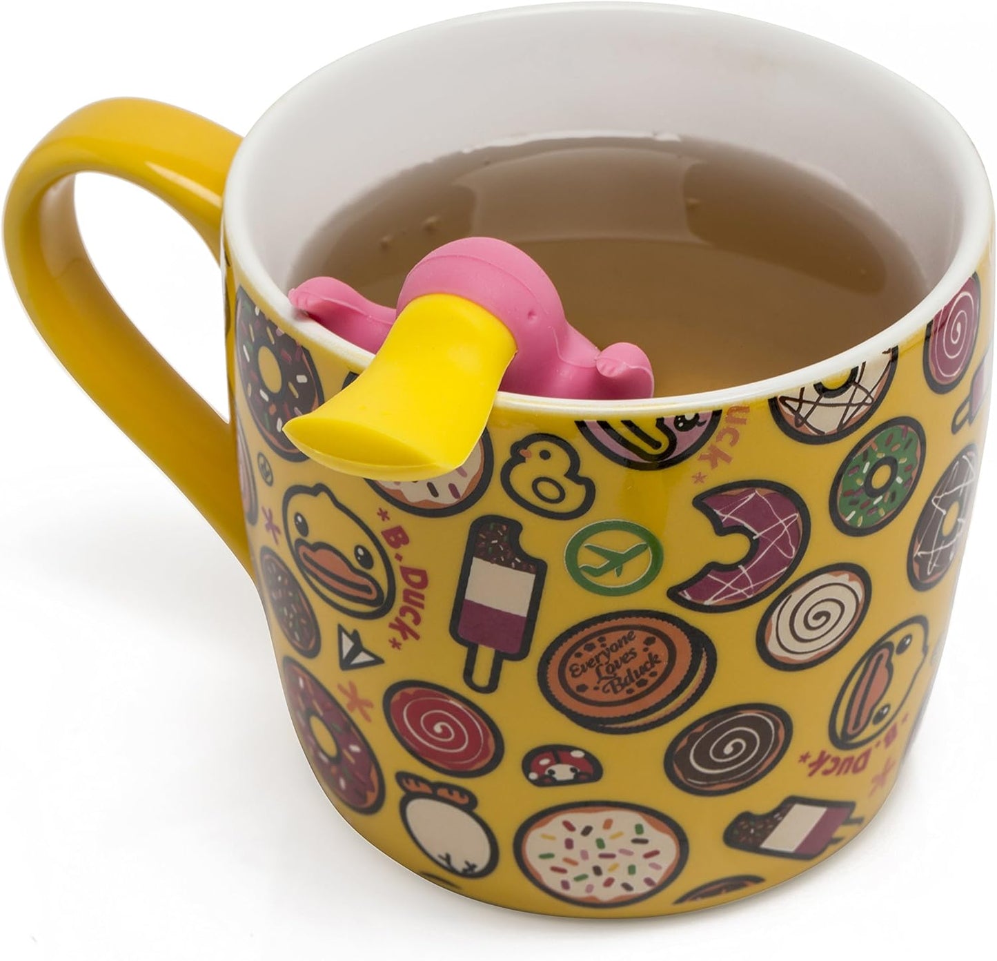 Platypus Tea Infuser Gift Set for Loose Leaf Tea, Cute Tea Steeper Pair in Lovely Gift Box, Ideal Couples Gift, Set of 2, Grey and Pink